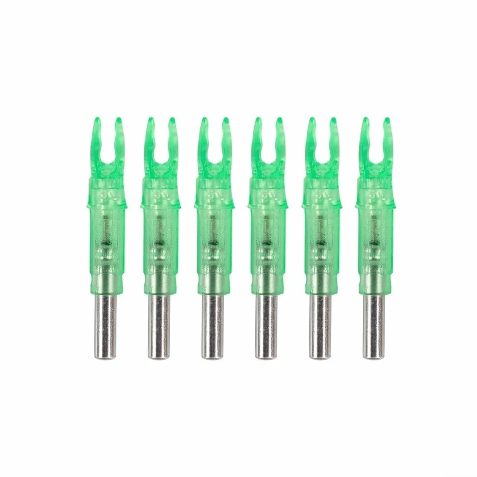 Lot de 6 encoches lumineuses à LED 6,2 mm pour tiges aluminium carbone chasse nocturne cible vert