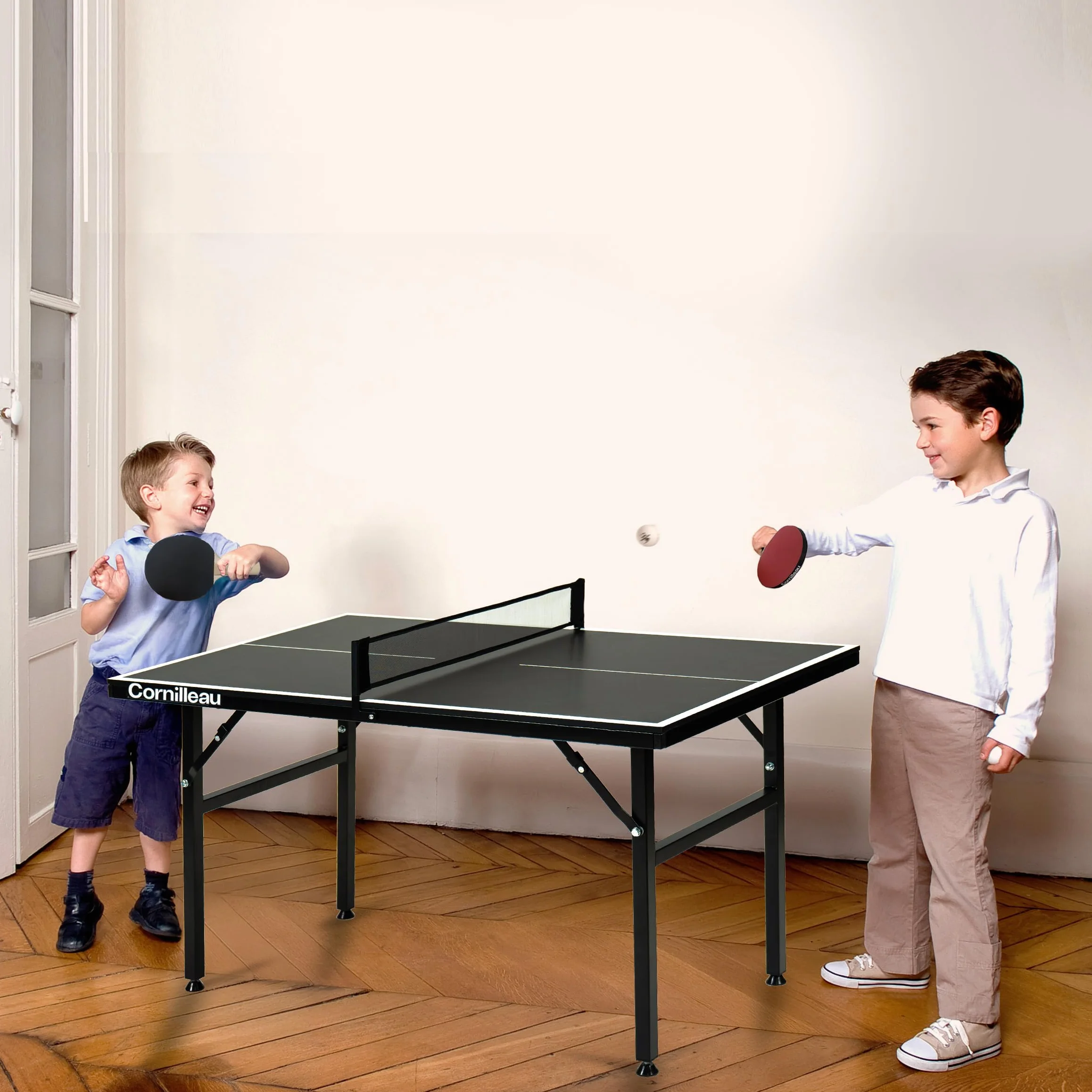 Cornilleau Mini Table de Ping-Pong Intérieure Pliable Plateau Gris 12 mm