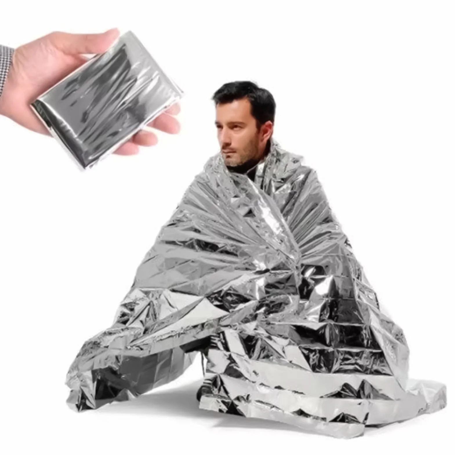 Couverture De Survie Isotherme Réfléchissante Anti-Vent pour Camping Randonnée Urgence