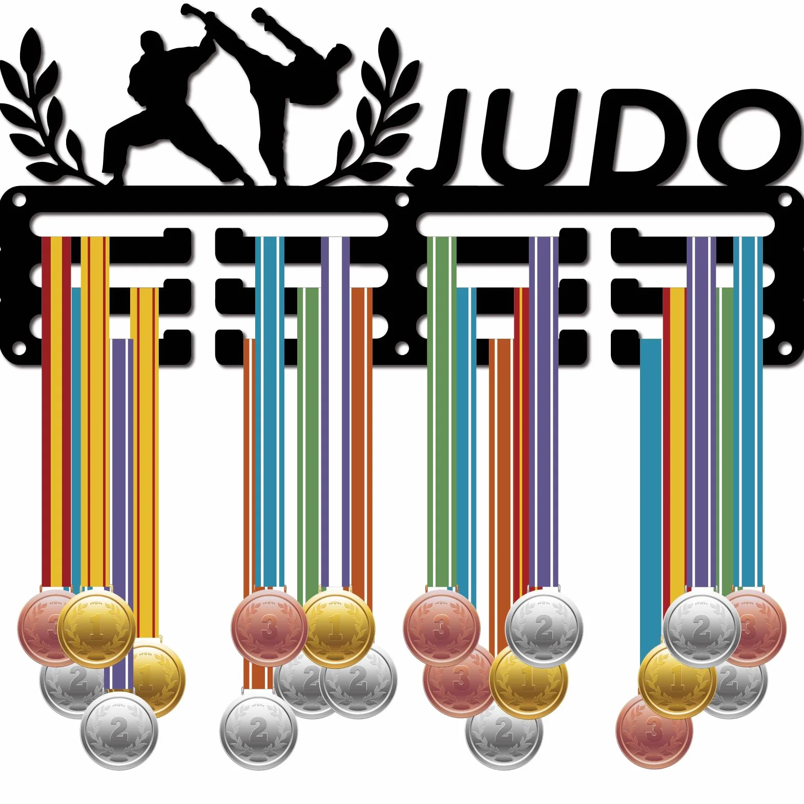CREATCABIN Porte-Médaille Judo 3 Ligne 60 Médailles Sport 29x13cm