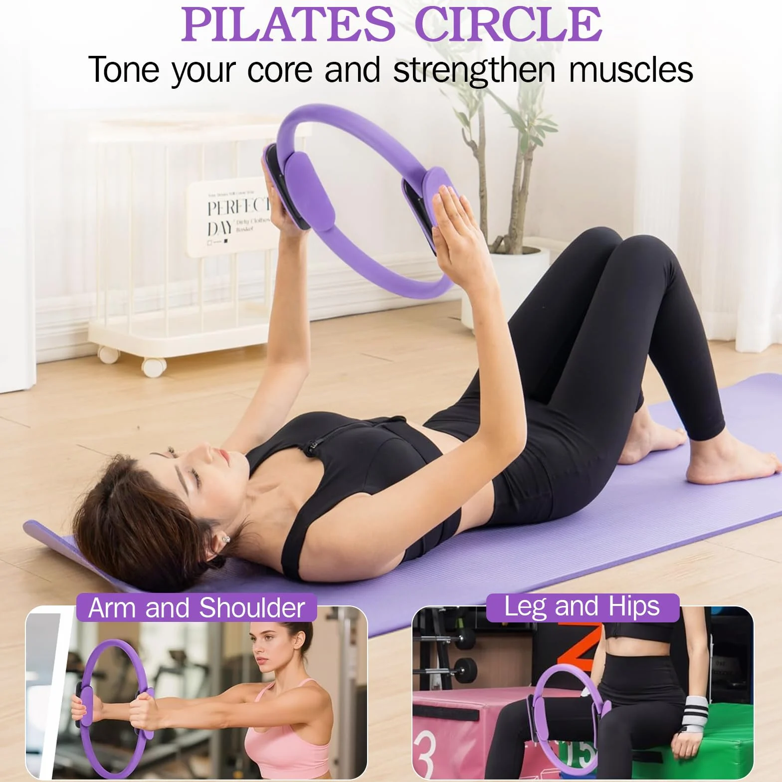 Kit Pilates Maison Femmes, Ensemble Pilates & Yoga Essentiel avec Anneau, Ballon, Bandes de Résistance