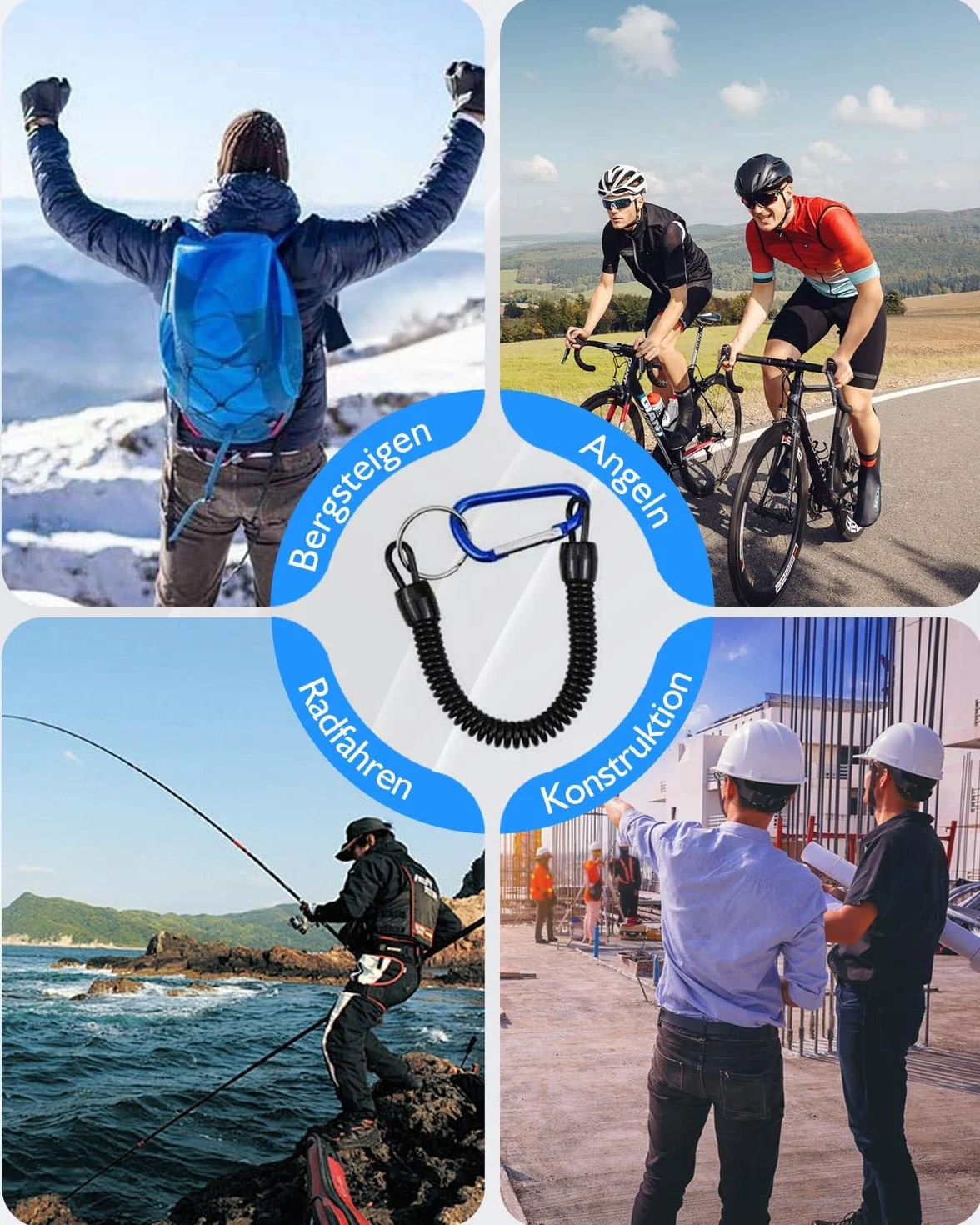 Lot de 5 cordons élastiques pour pêche bateau mousquetons anti-chute alpinisme camping