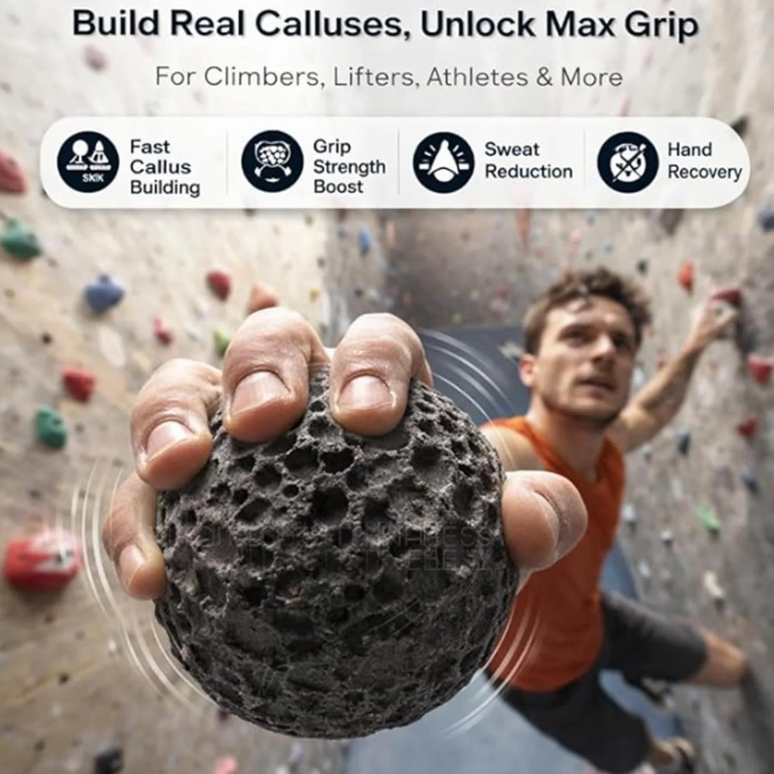 Boule de Callosités pour Main Escalade Portable Antitranspiration Entraîneur de Préhension pour Athlètes Intérieur Extérieur