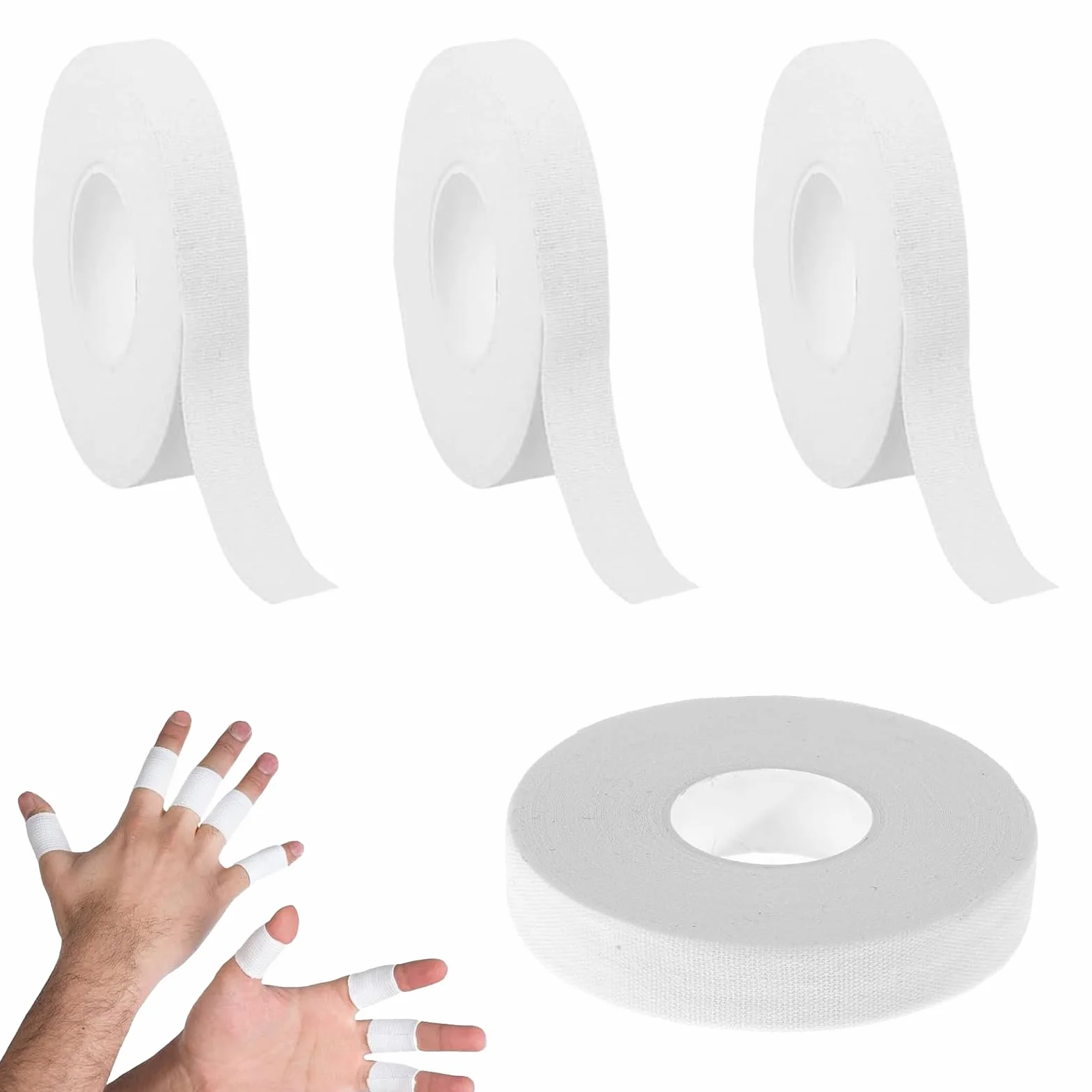 Tape Sportive Adhésif Extra Fort pour Doigts, Chevilles, Poignets, Escalade, Musculation (1,25cm x 10m)