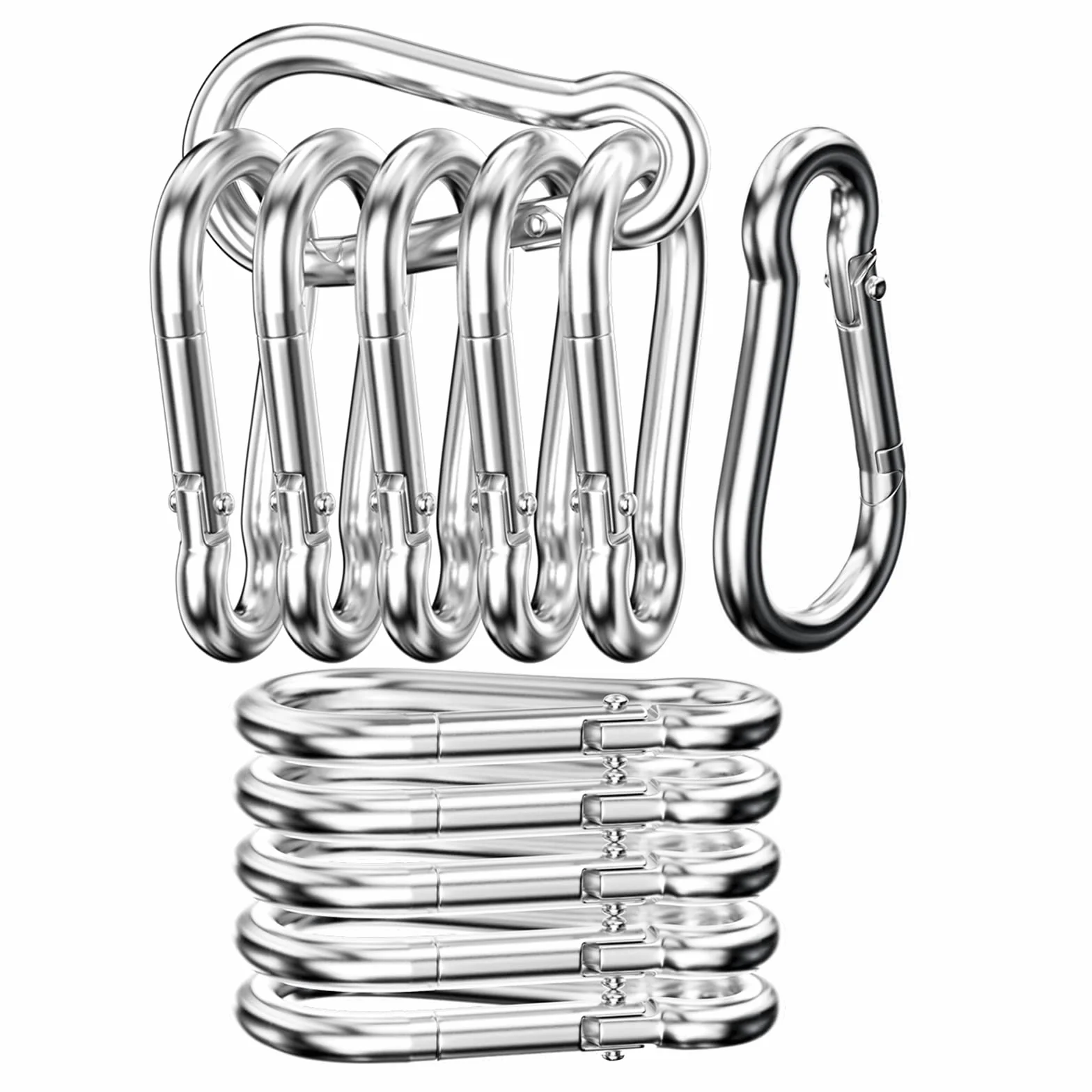 Lot de 12 Mousquetons en Acier Inoxydable 304, Portant 140KG, 60x30x5.9mm pour Hamacs Camping Pêche
