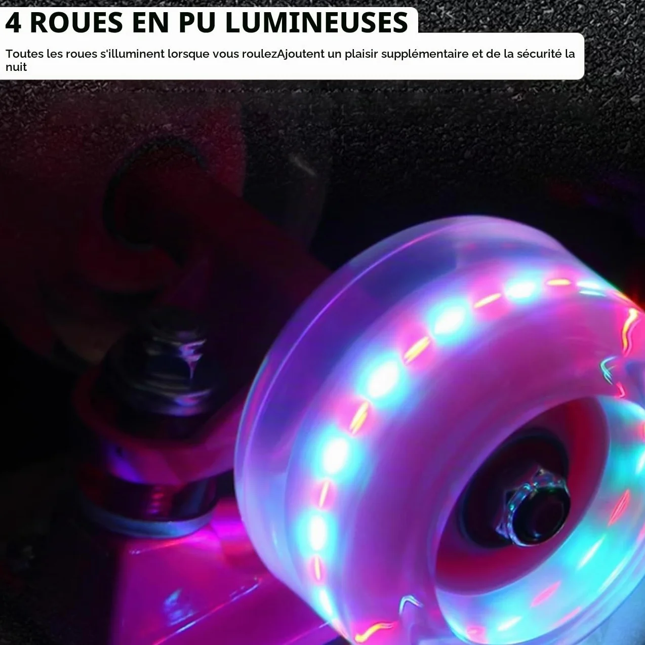 ERNAN Mini Cruiser Skateboard Complet 22" Enfants Roues LED