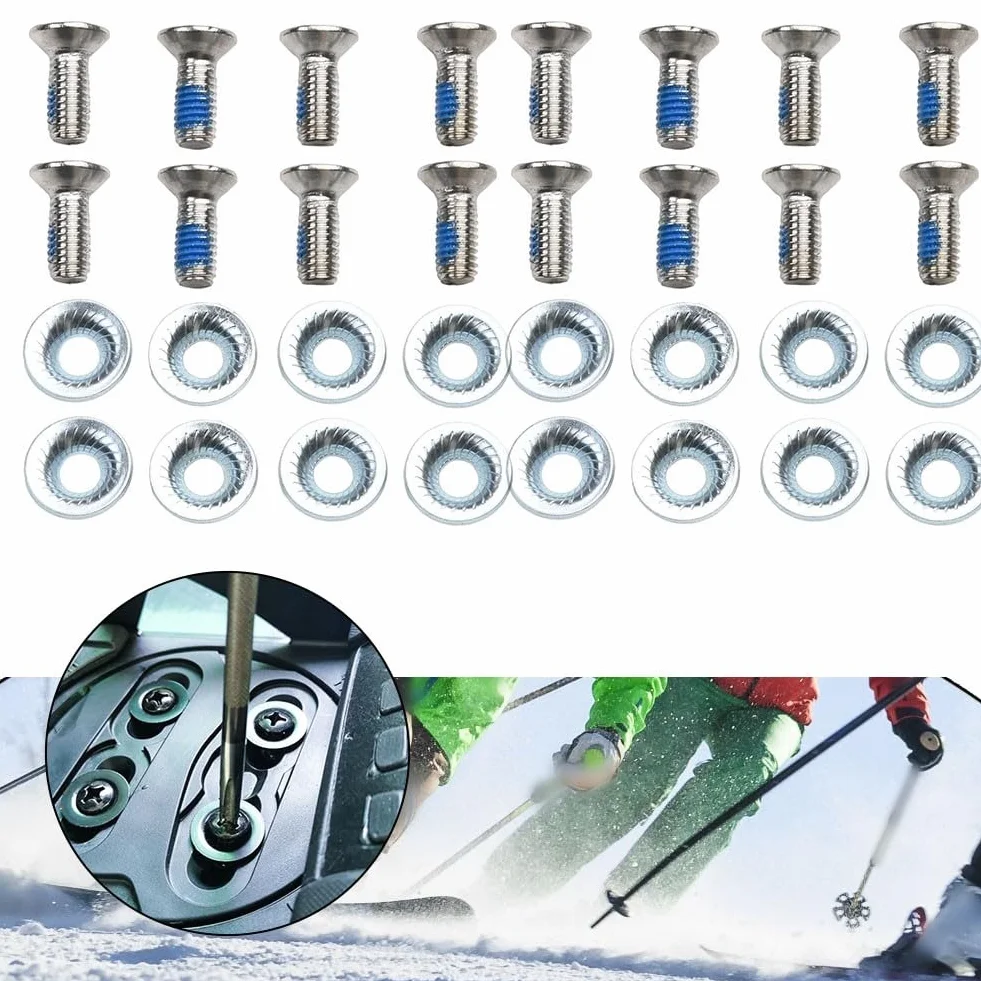 Lot de 16 vis fixes M6 x 16 avec rondelles Matériel de montage fixation métal pour réparation ski snowboard
