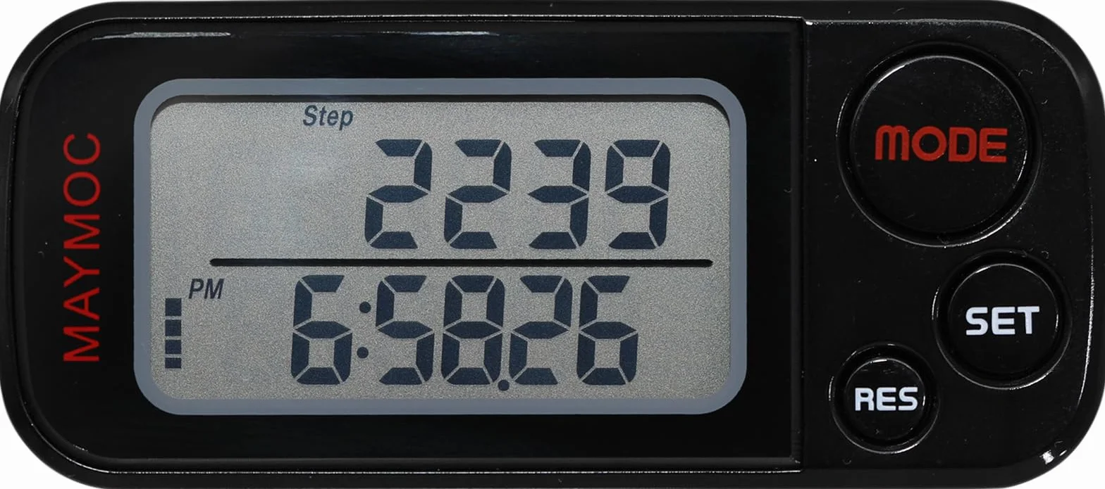 Podomètre de Marche 3D avec Clip et Sangle, 30 Jours Mémoire, Compteur de Pas Précis, Distance Miles/km, Calories, Objectif Quotidien, Temps d'Exercice