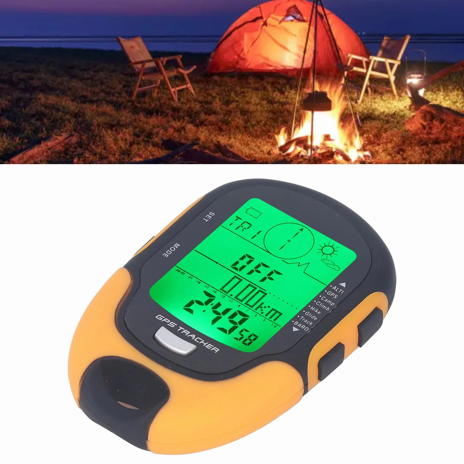 Baromètre GPS Altimètre Boussole Multifonctionnel Étanche IPX4 Thermomètre Météo Testeur de Pression Barométrique LED
