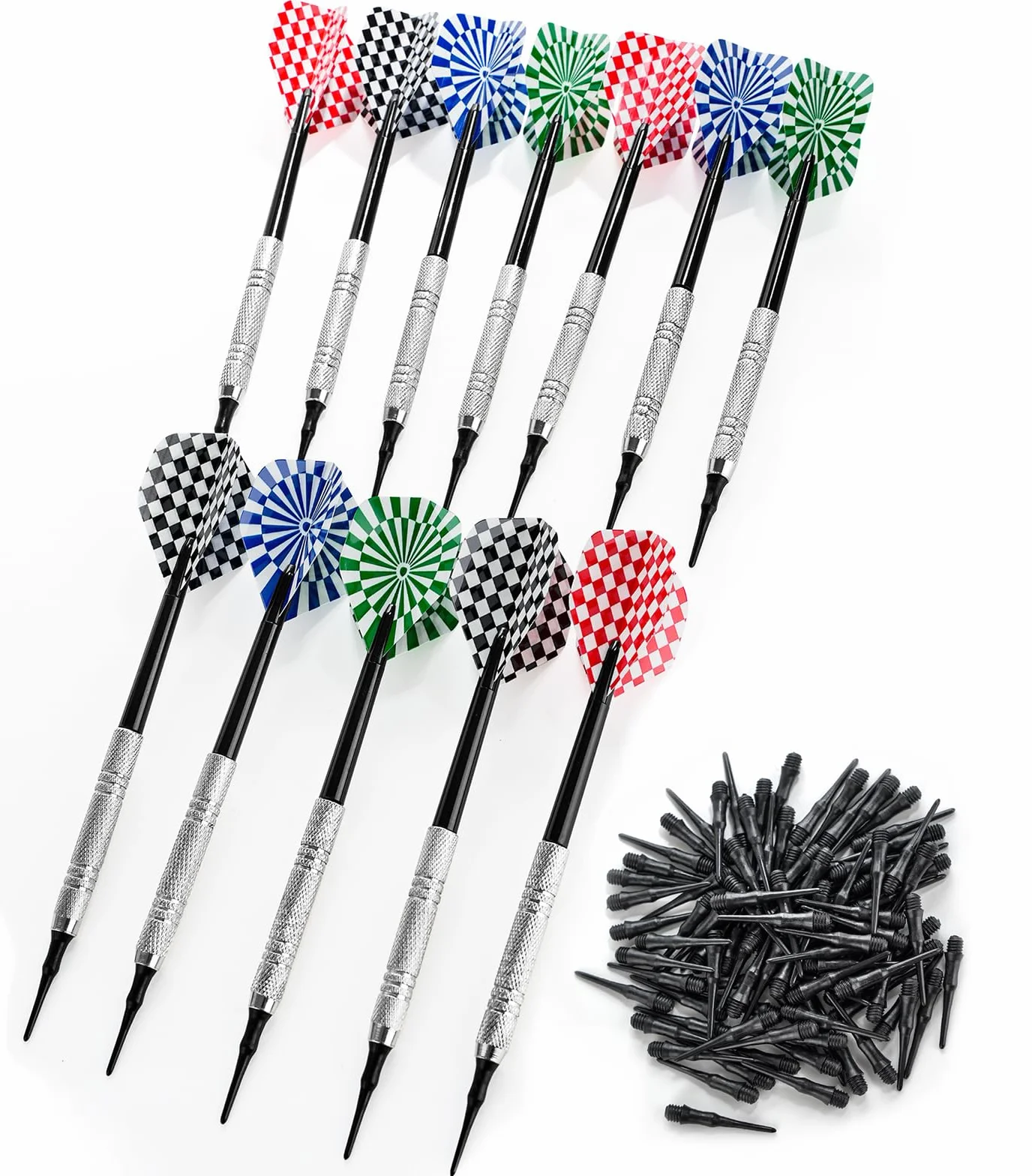 Flechette Pointe Plastique 12 sztuk z 100 Embouts i 12 Ailettes