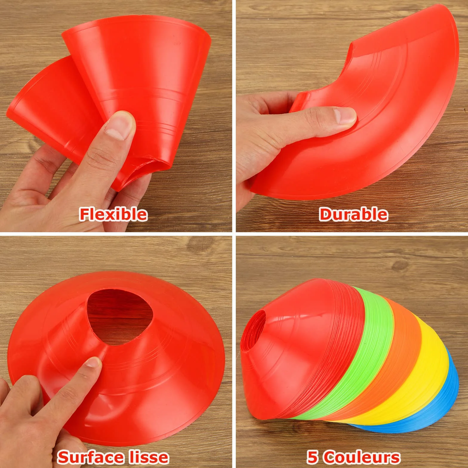 MIVIDE 100pcs Plots Sport 19x5cm Football Entrainement Cône de Disque pour Délimitation Marquage
