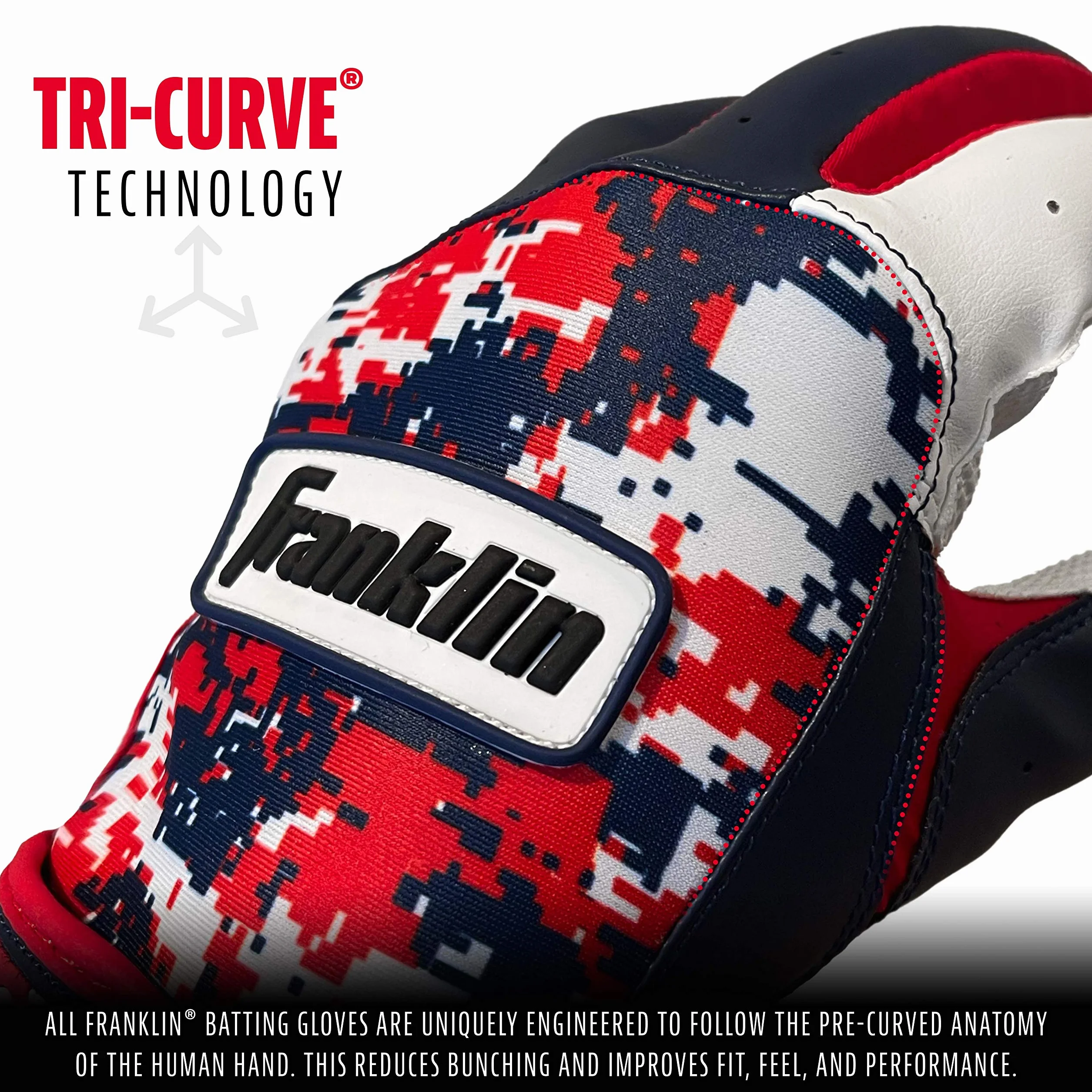 Franklin Sports MLB Digitek Gants de Batteur de Baseball Blanc Bleu Marine Rouge Adulte L
