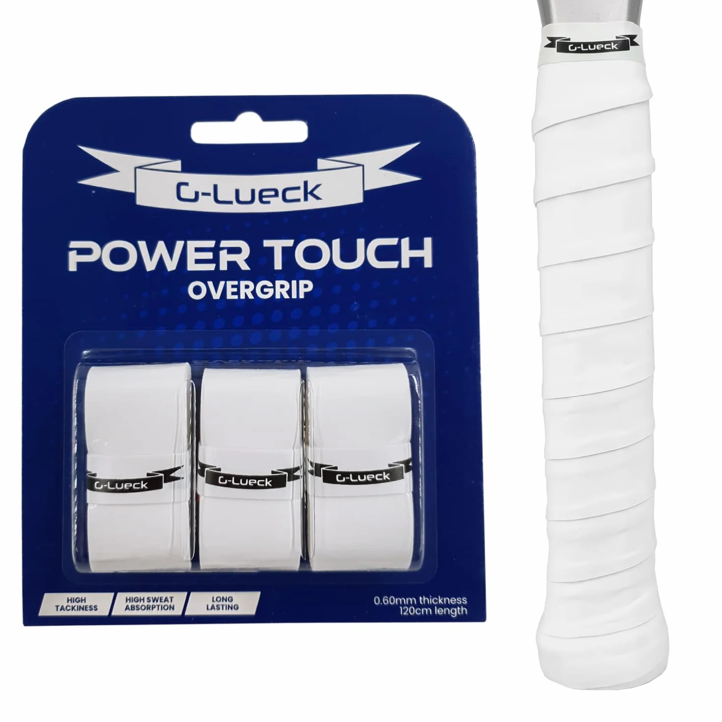 Lot de 3 Surgrip Tennis Power Touch Overgrip 0,60 mm Antidérapant pour Padel, Badminton, Squash