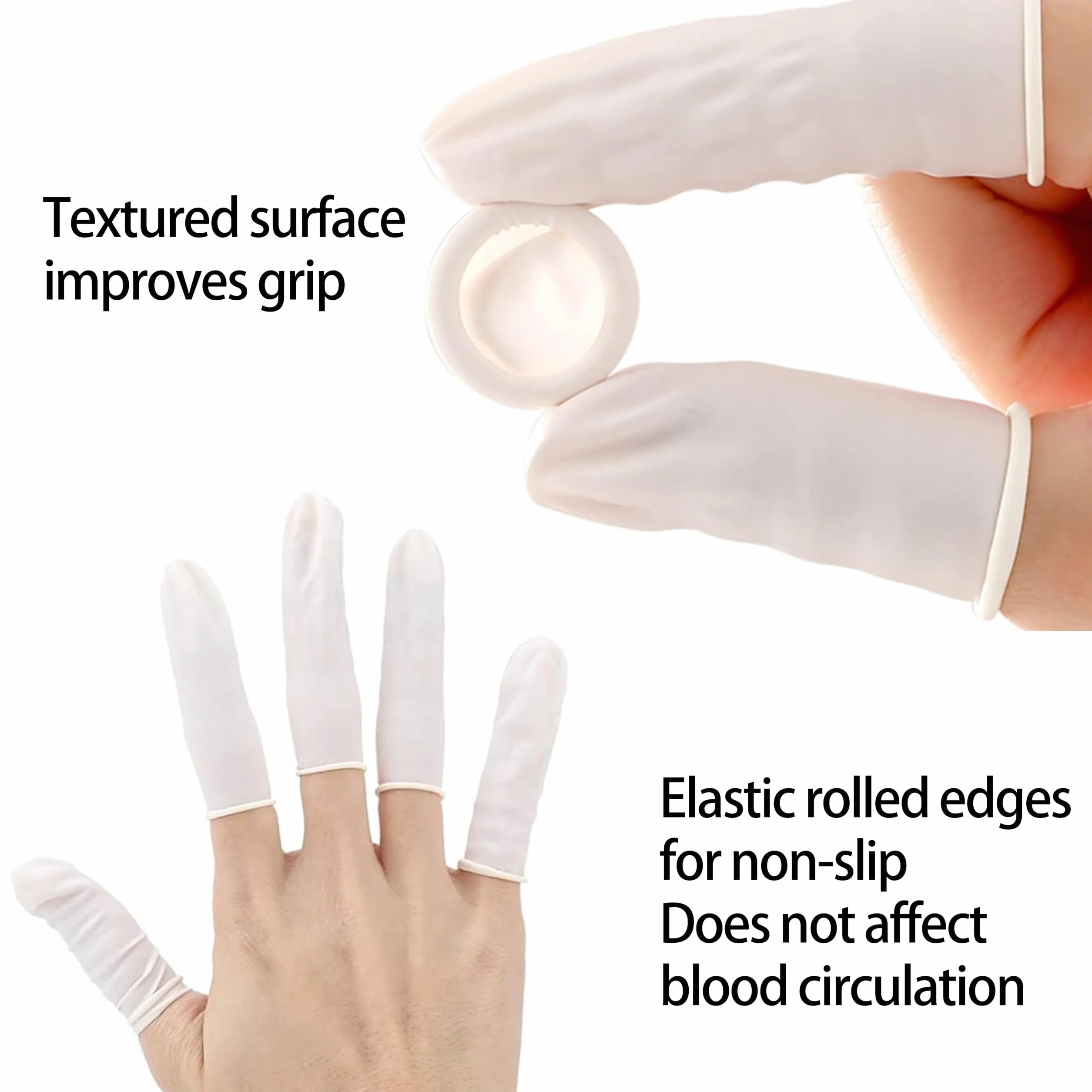 NIYATA 100pcs Silicone Finger Protectors, Latex Finger Cots, 6.5cm Anti-Slip Medical Finger Sleeves, Waterproof Oil Resistant