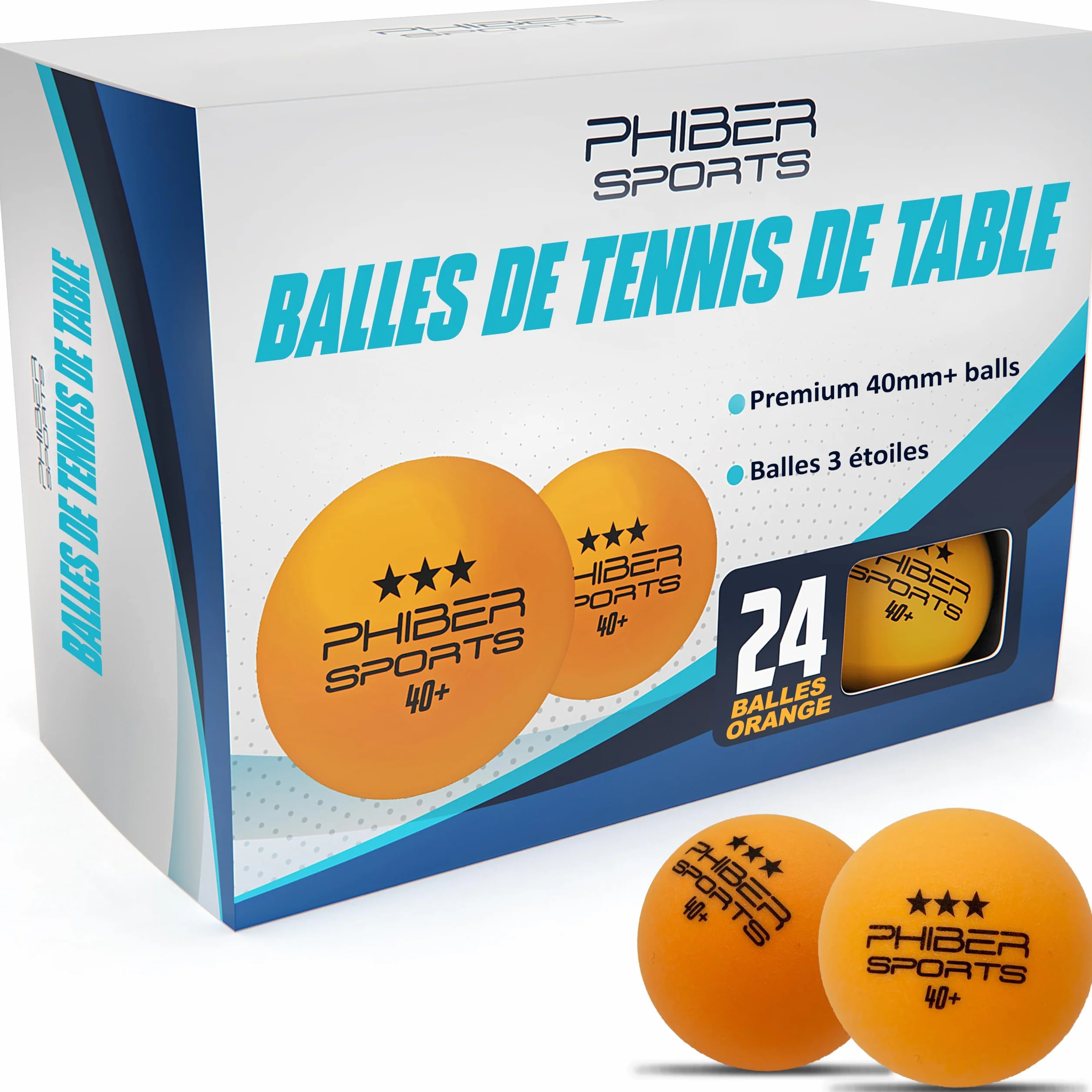 PHIBER-SPORTS Balles de ping-Pong 3 étoiles 24 pièces Orange