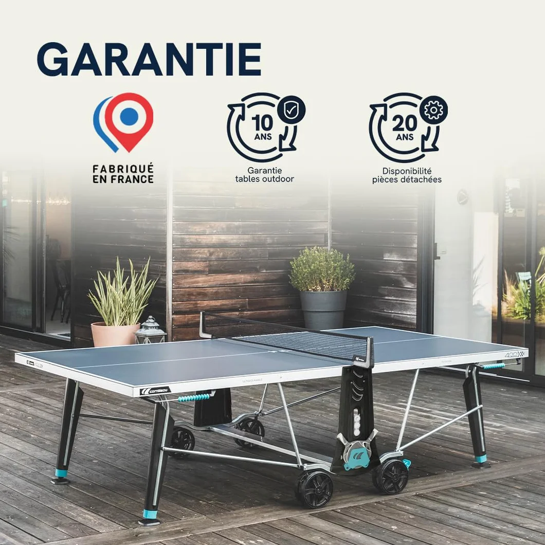 Cornilleau Table de ping-pong d'extérieur 400X Outdoor Agrément FFTT Panneau Gris Bleu 5mm