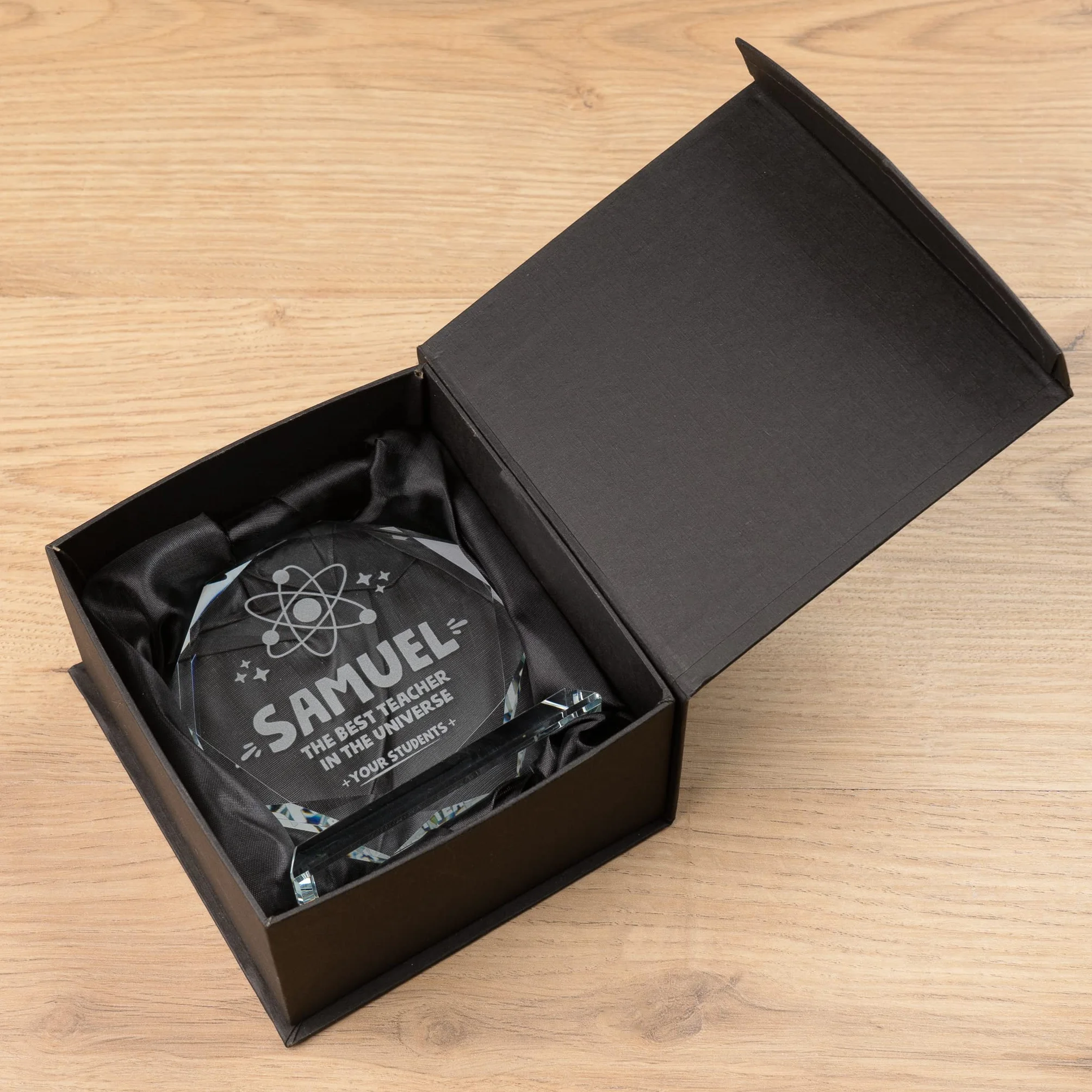 Trophée Personnalisé Verre Gravé Octogonal avec Nom et Texte Boîtier de Rangement Inclus