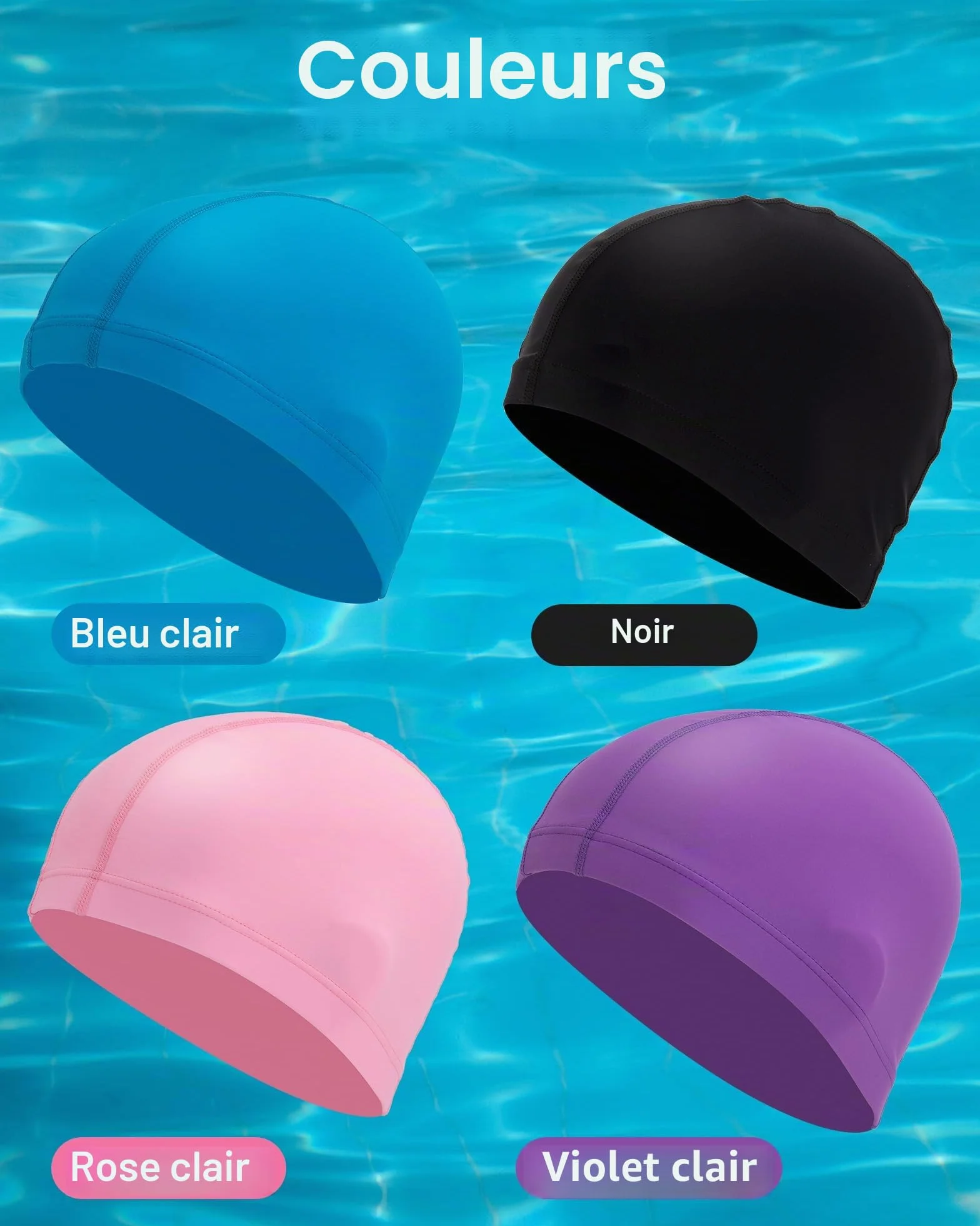 Bonnet de Bain Enfant Tissu 4-10 Ans Anti-Eau Nageur