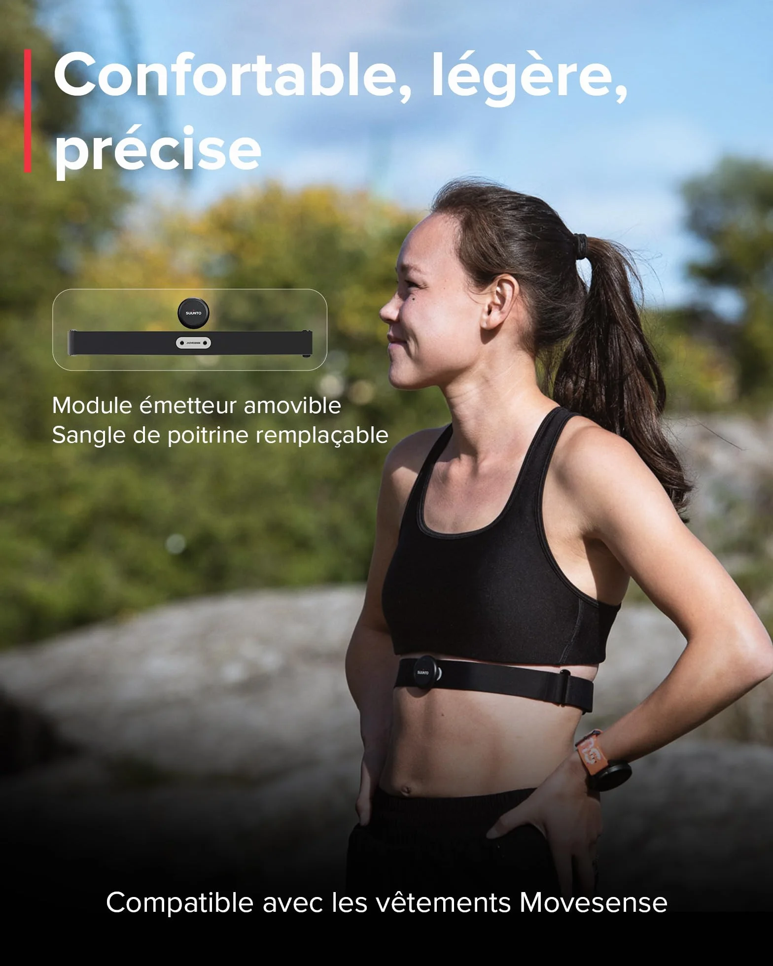 SUUNTO Smart Ceinture Fréquence Cardiaque, Capteur VFC Multisport, 30 m Étanchéité, Bluetooth BLE, Batterie Longue Durée