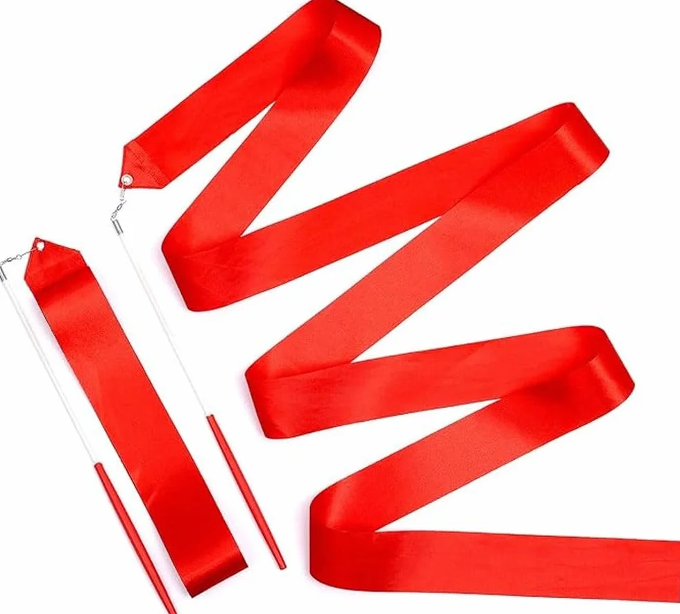 Ruban gymnastique rythmique 4 mètres Rouge - Bâton inclus - Accessoire GR initiation danse twirling