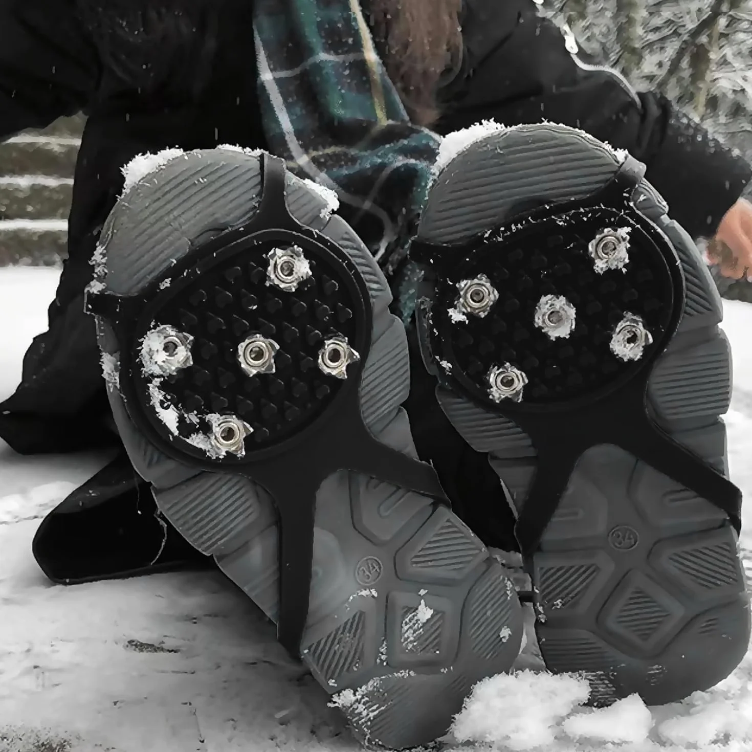 Crampons Neige Chaussures Randonnée Pointes Acier Inoxydable Protection Facile Enfiler Sports Hiver Extérieur