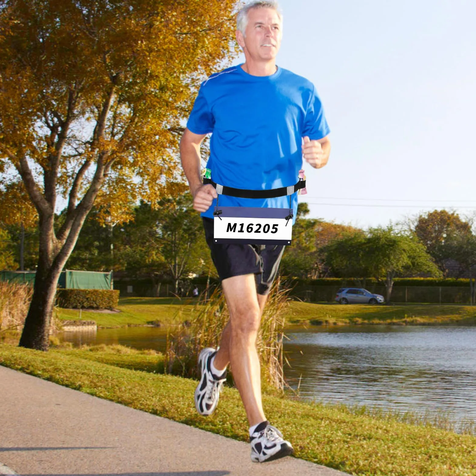 Ceinture Porte Dossard Running pour Course à Pied, Triathlon et Cyclisme - Ajustable sans Épingles (Noir)