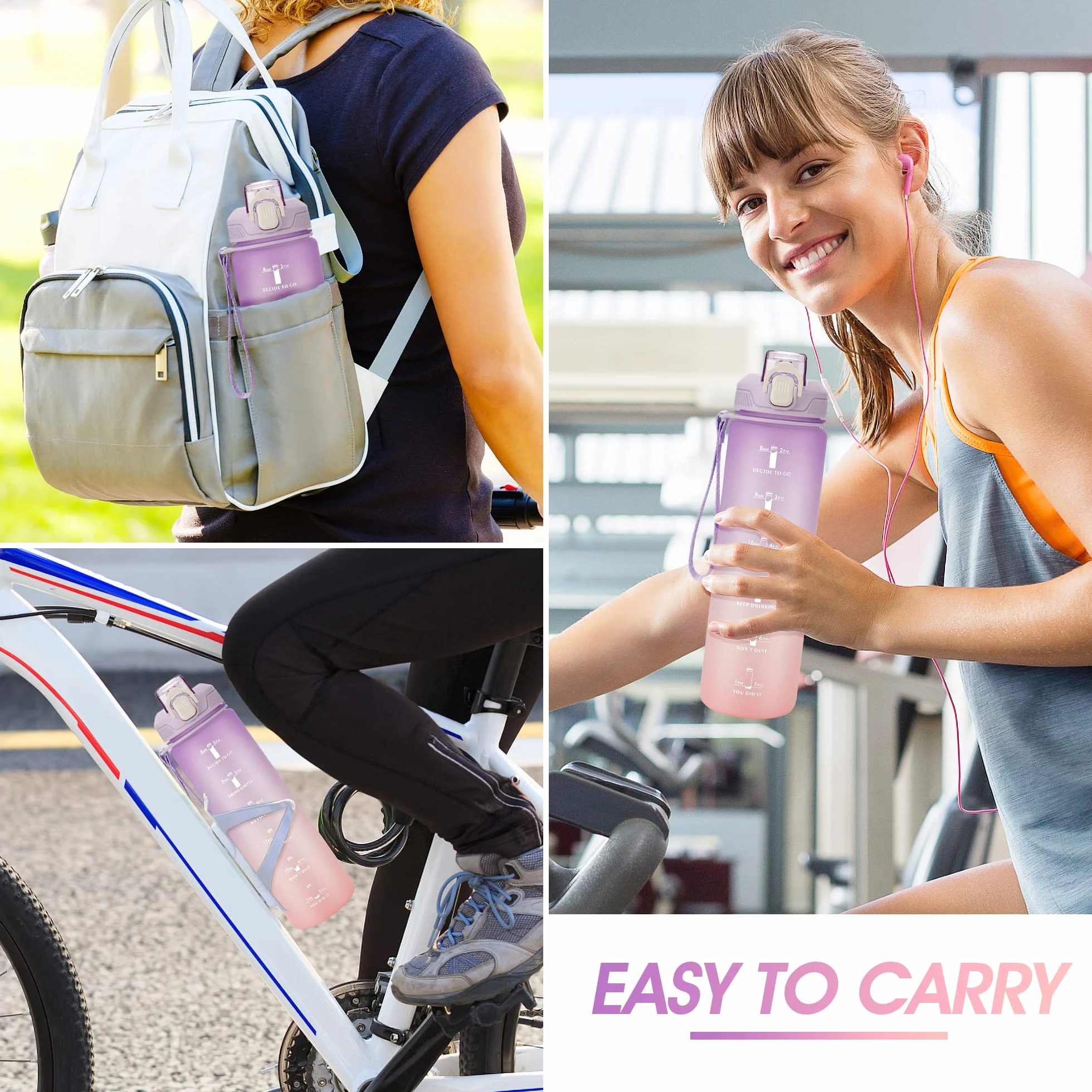 Gourde Sport 1L Bouteille d'eau étanche sans BPA pour Fitness Gym Plein Air