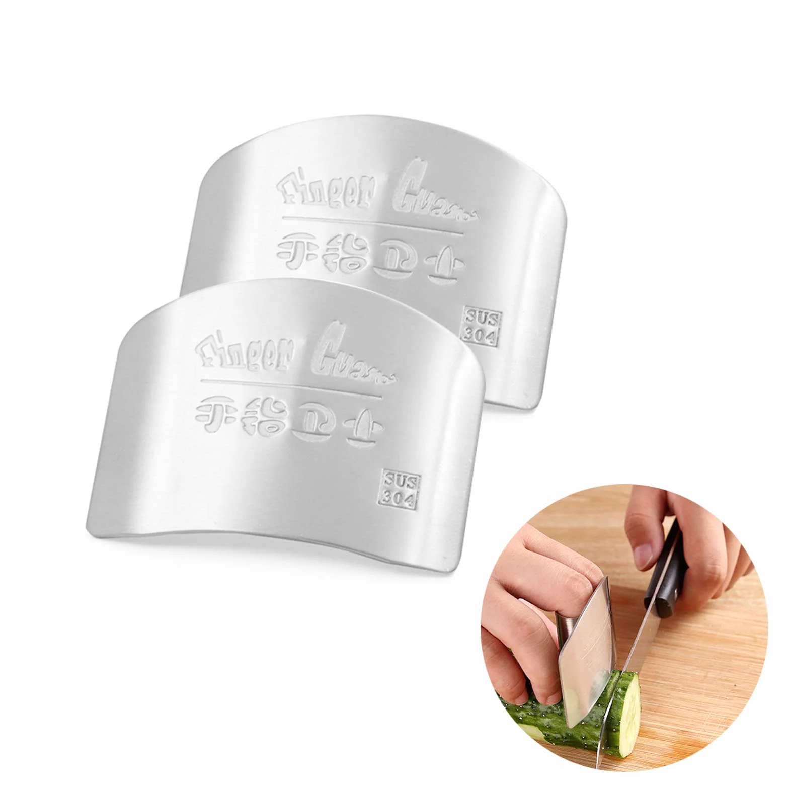 Protège-Doigts Cuisine Acier Inoxydable 304 2 Pièces