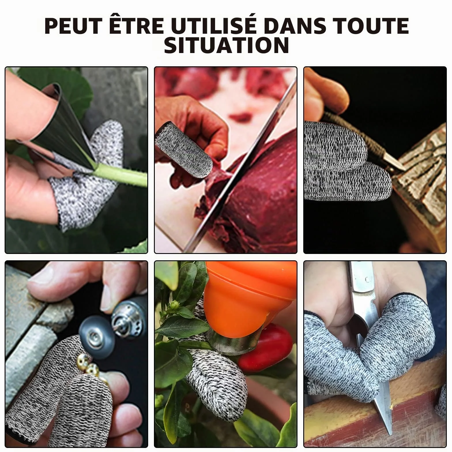 TSHAOUN 40 Pièces Doigtiers Réutilisable Protection Résistant aux Coupures Gris