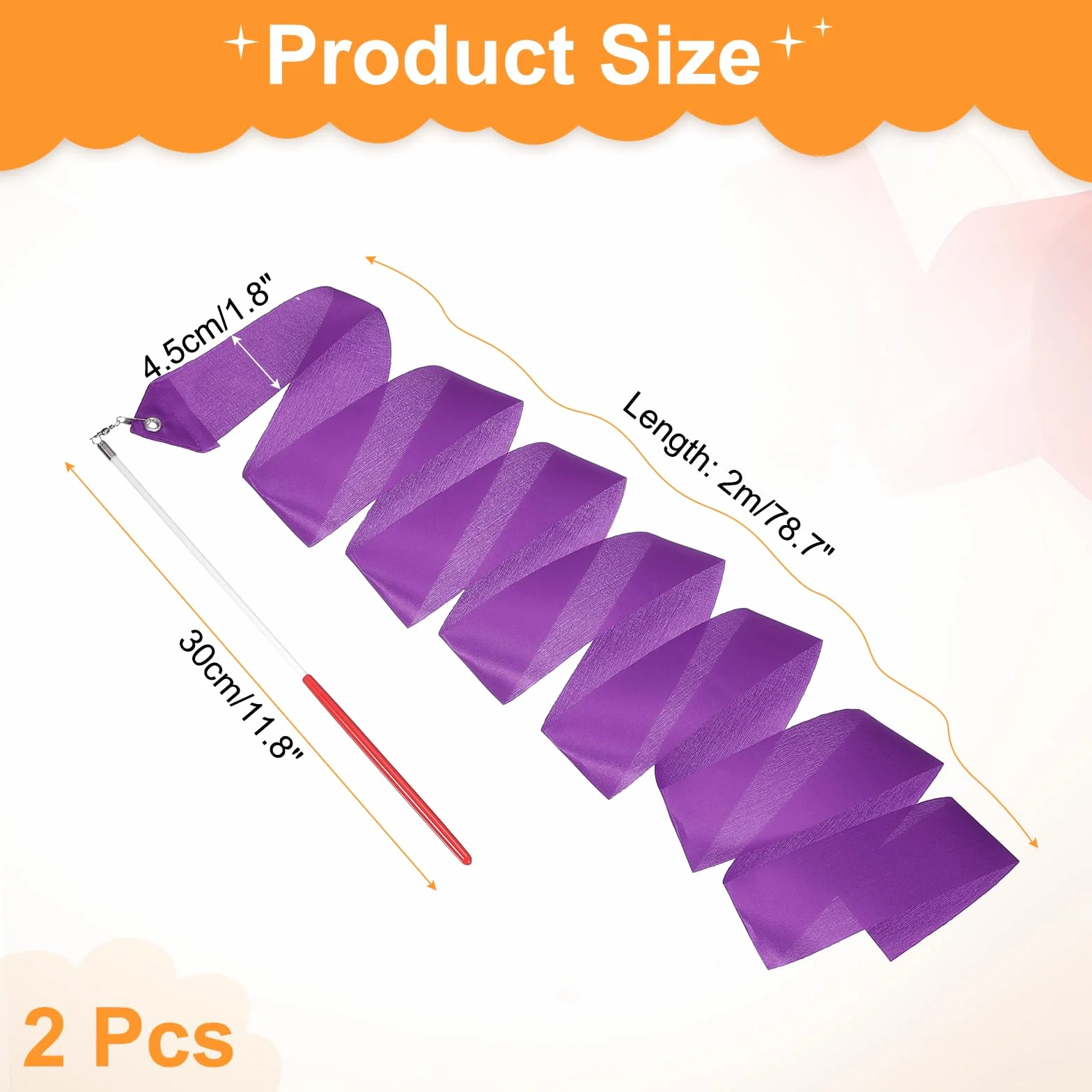 QUARKZMAN 78.7" Rubans De Gymnastique Rythmique Violet Foncé