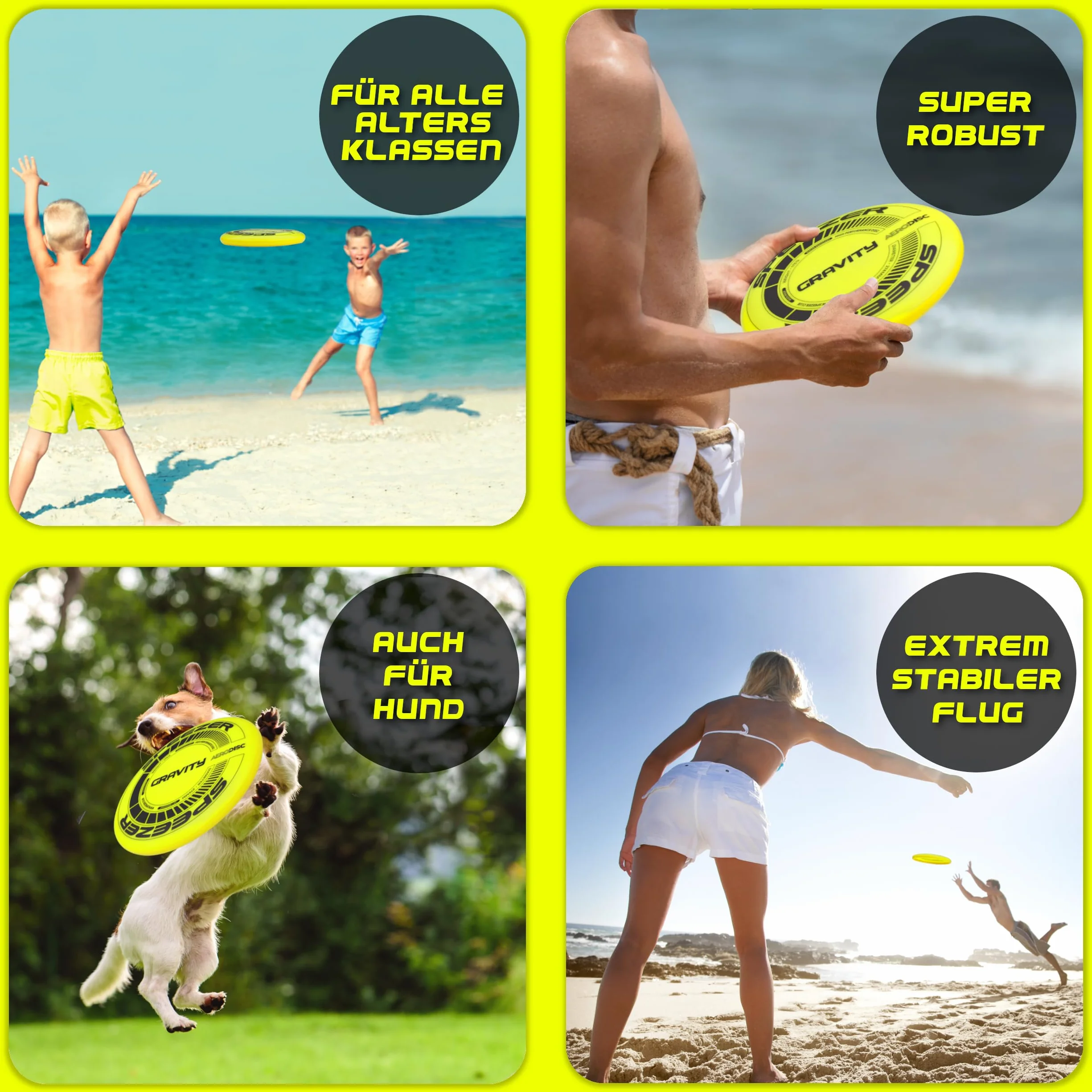 SPEEZER® Gravity Frisbee 175 g – Disque de lancer professionnel jaune fluo – Jeu de sport en plein air – Frisbee pour enfants et adultes