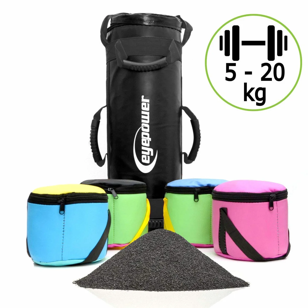 EYEPOWER Power Bag de Musculation 5-20kg 20x60cm Sandbag