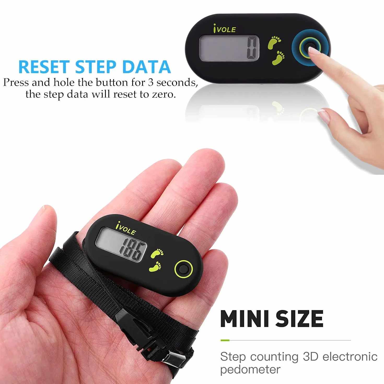 Podomètre 3D Numérique Portable Clip, Compteur de Marche Électronique