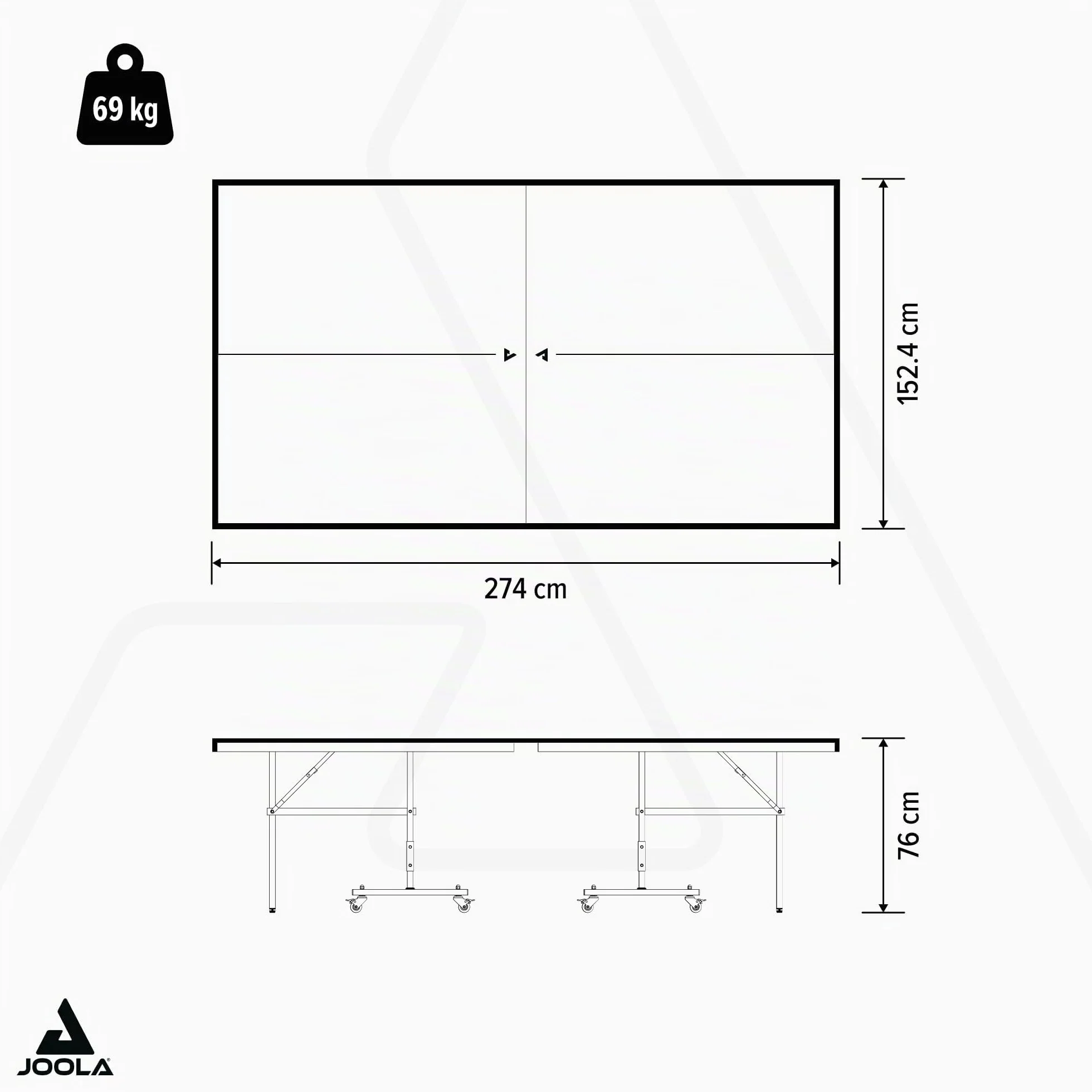 JOOLA Table de Tennis de Table Inside, Table de Ping-Pong d'Intérieur 274 x 152,5 x 76 cm