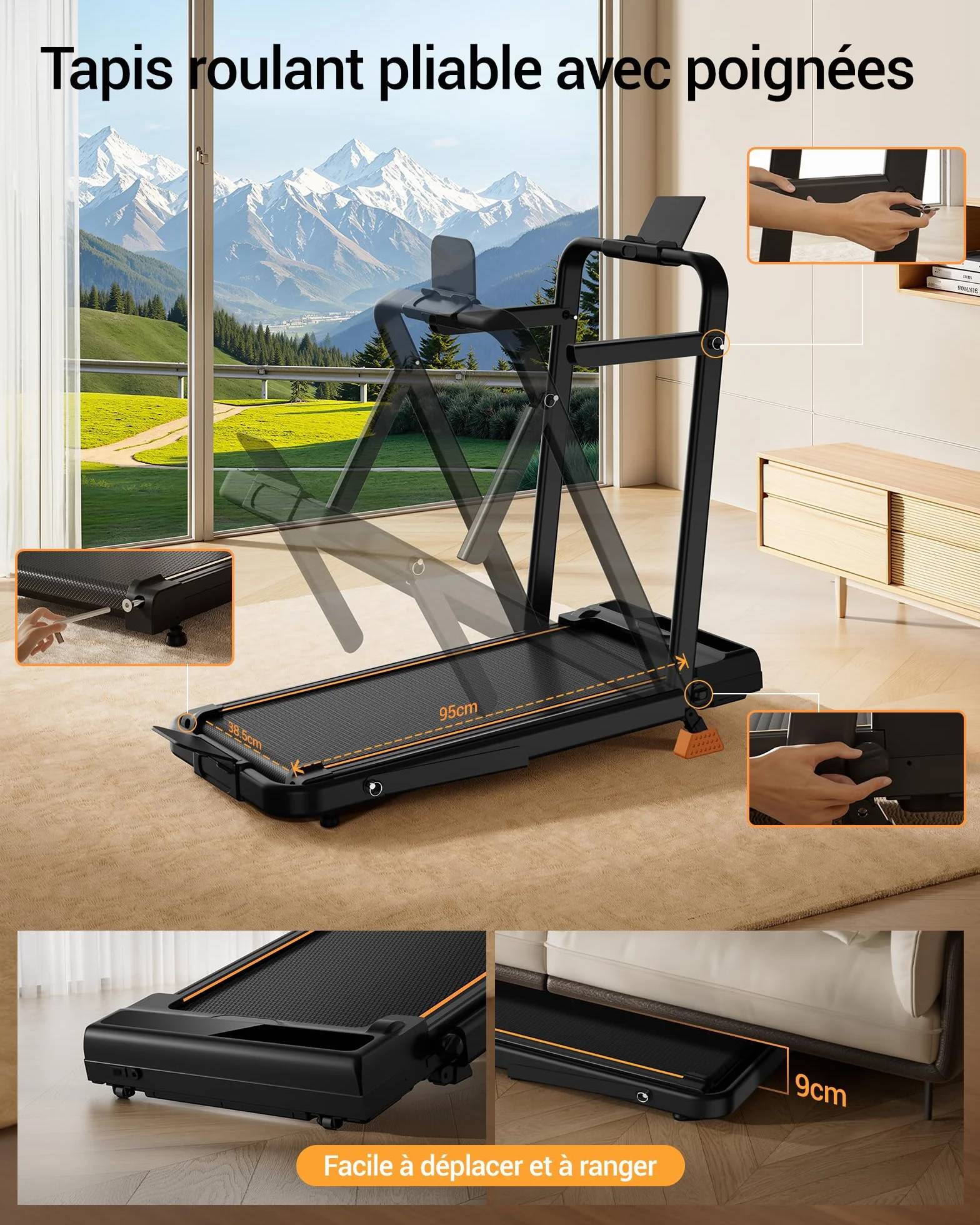 LONTEK Tapis de Course Pliable Inclinable 3.0 HP 10km/h 159KG