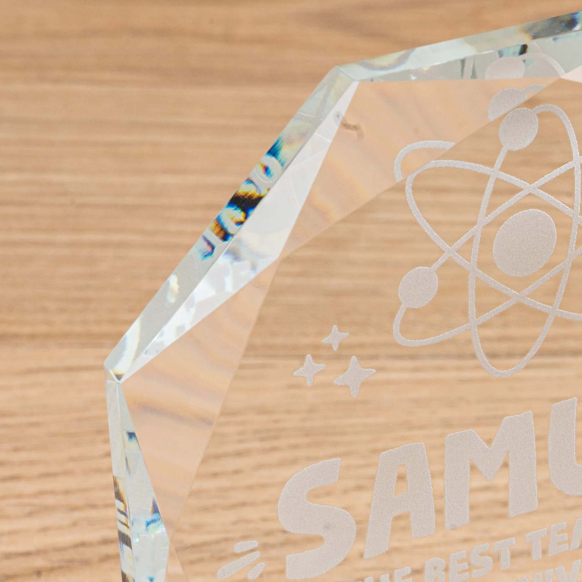 Trophée Personnalisé Verre Gravé Octogonal avec Nom et Texte Boîtier de Rangement Inclus