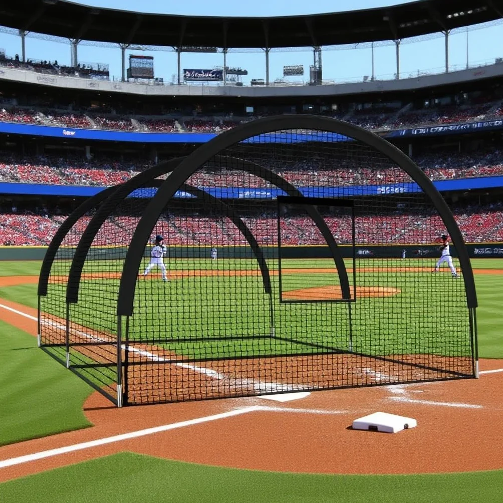 GarveeLife Filet de Cage de Baseball 10 x 3,65 x 2,4 m Portable avec Trou et Ouverture de Machine à Pitching