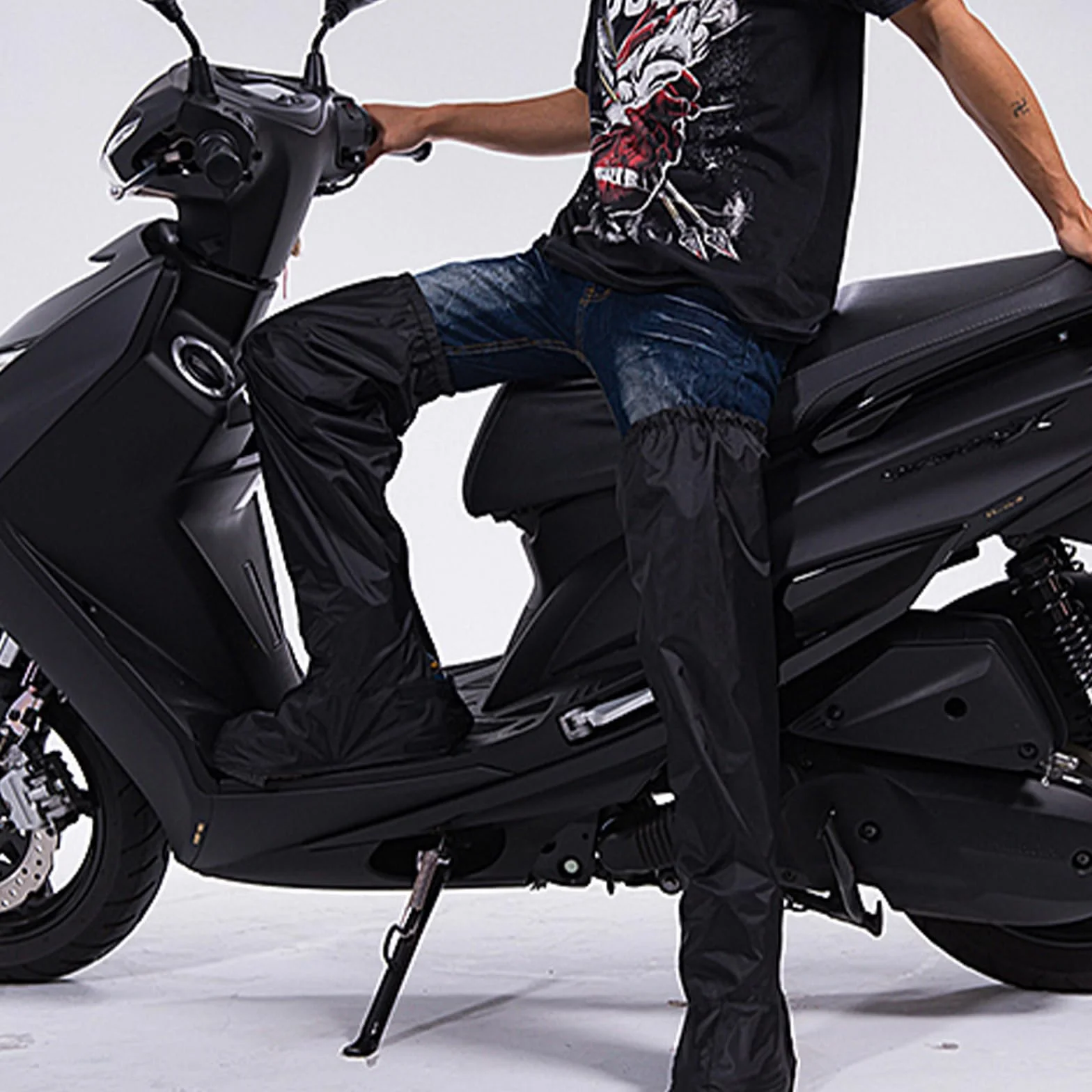 OhMill Pantalon Imperméable Cyclisme Jambes Pieds Protège-Jambes Étanches Ajustable Moto Vélo VTT