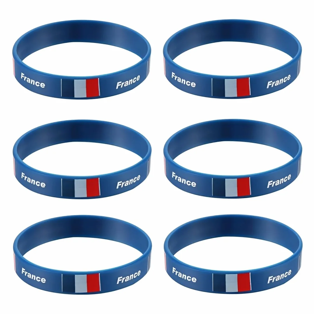 Français Flag Silicone Wristbands Wrist Bands Bracelet Cadeaux De Fête Drapeau Français Inspirant Pièce Maîtresse Chariot Drapeau Monde Football Chaîne À Main Décorations