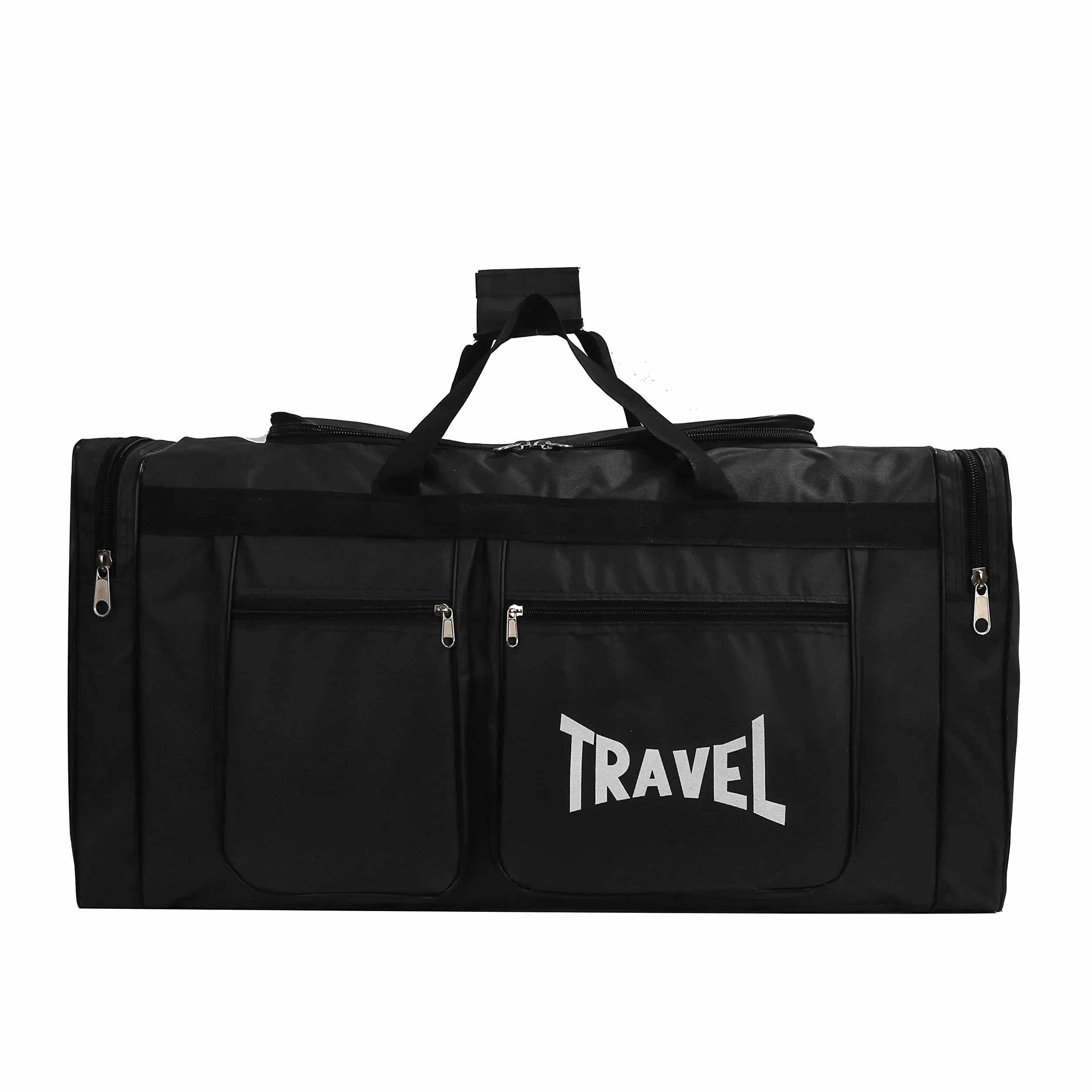 Sac Molleton Polochon De Voyage Pliable 100L, Imperméable, Compartiment à Chaussures, Noir