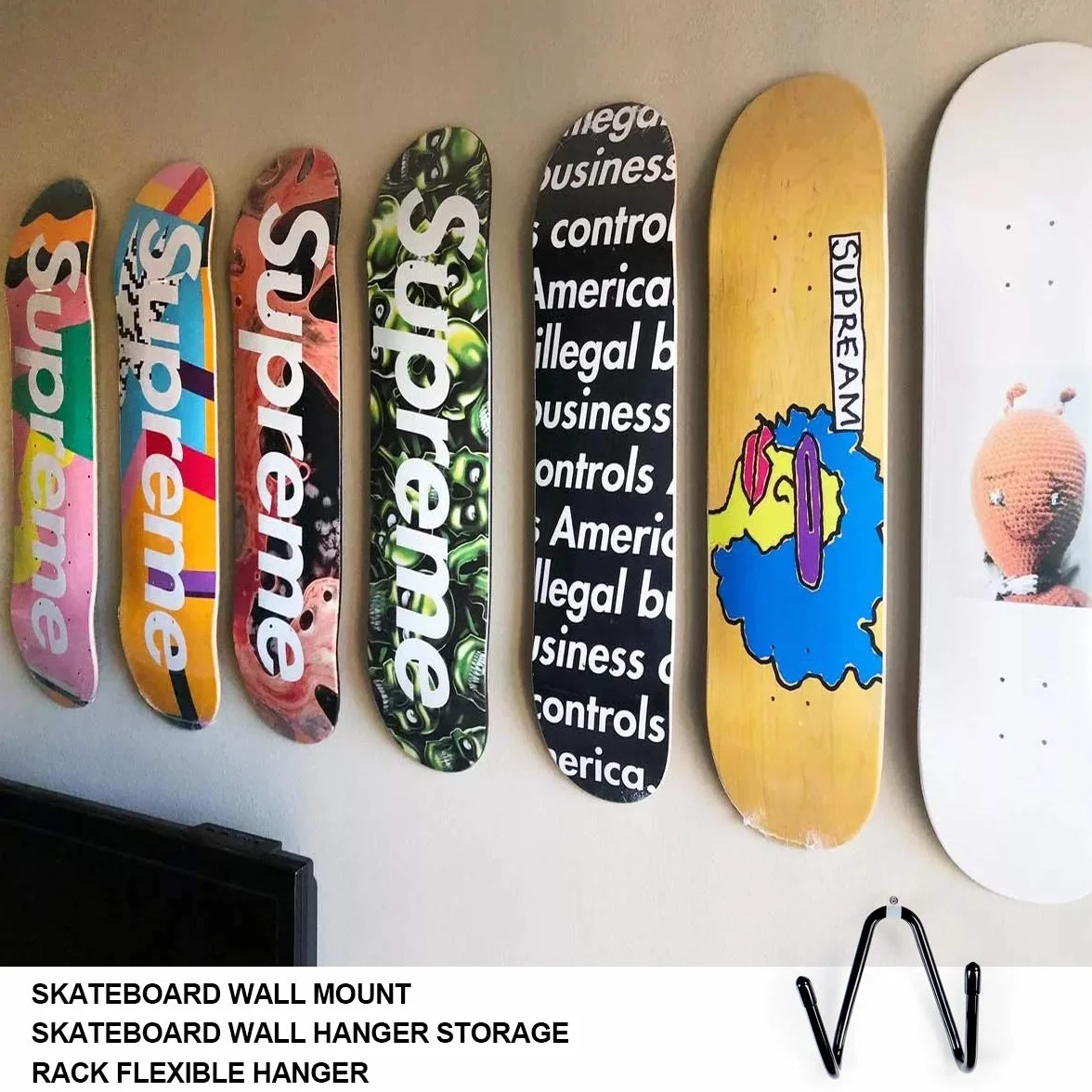 Support mural pour skateboard, crochet de suspension avec vis, pour skateboard longboard pennyboard guitare
