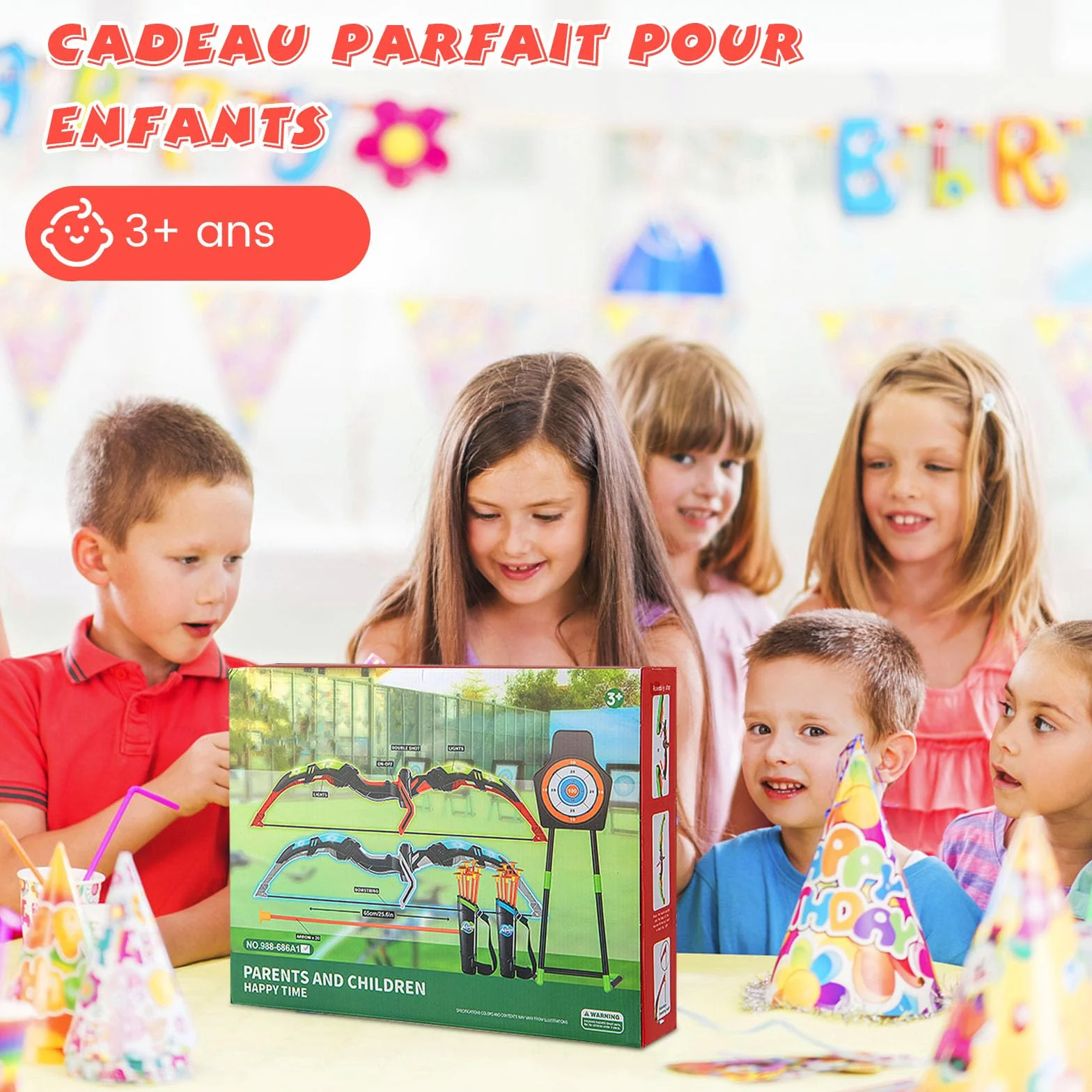 GOPLUS Arcs et Flèches Enfants, Ensemble Tir à l'arc LED avec 20 Flèches à Ventouse, 2 Carquois, Cible détachable
