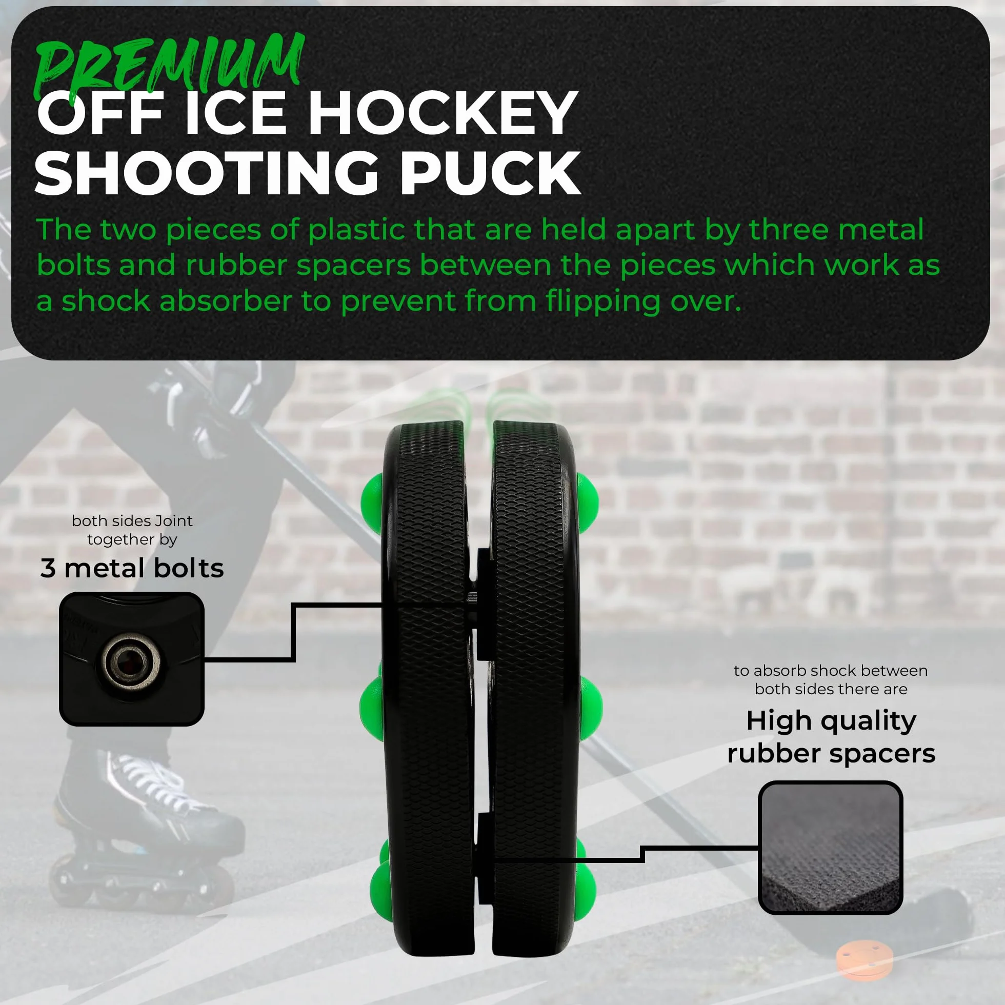 Green Biscuit Roller Hockey Puck