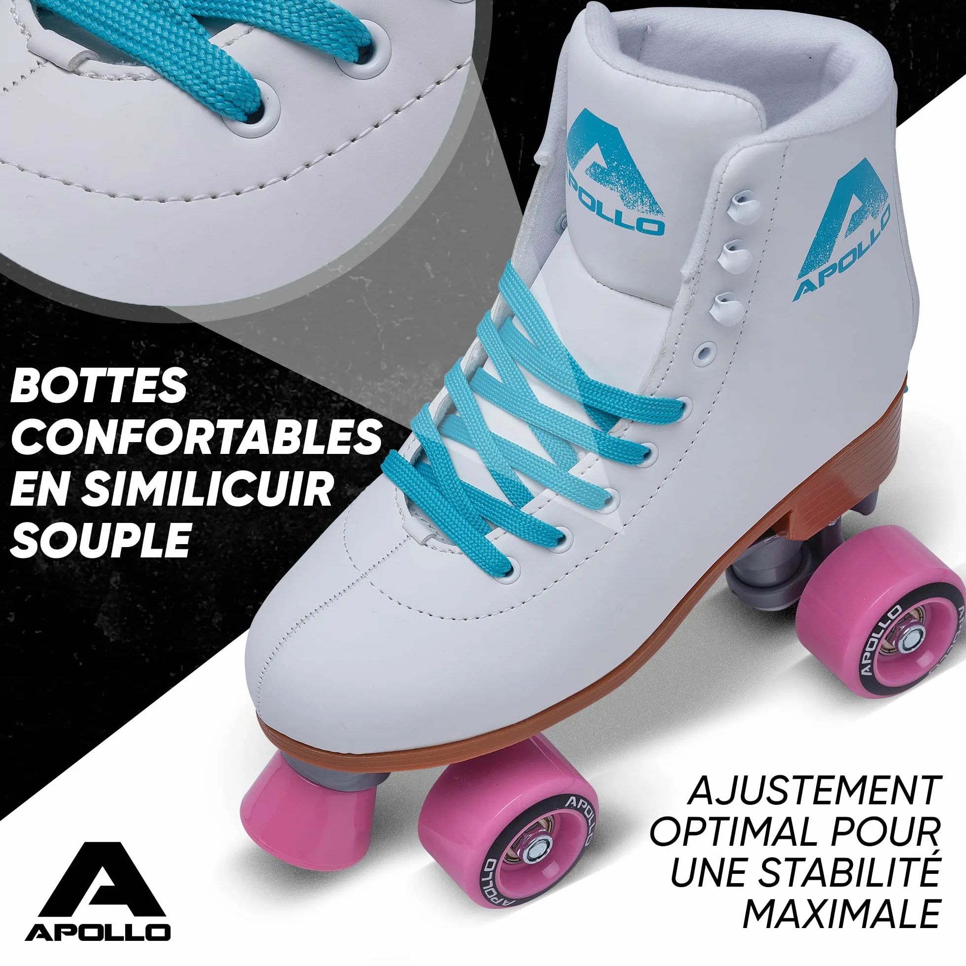 Apollo Patins à roulettes Fille Garçon 4 Roues 3 Tailles Réglables 31-42