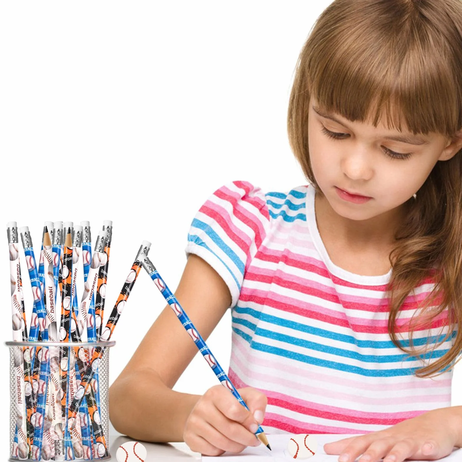 Crayons de Sports 36 Pièces Gommes de Sports Crayon à Dessin Baseball Fourniture Scolaire