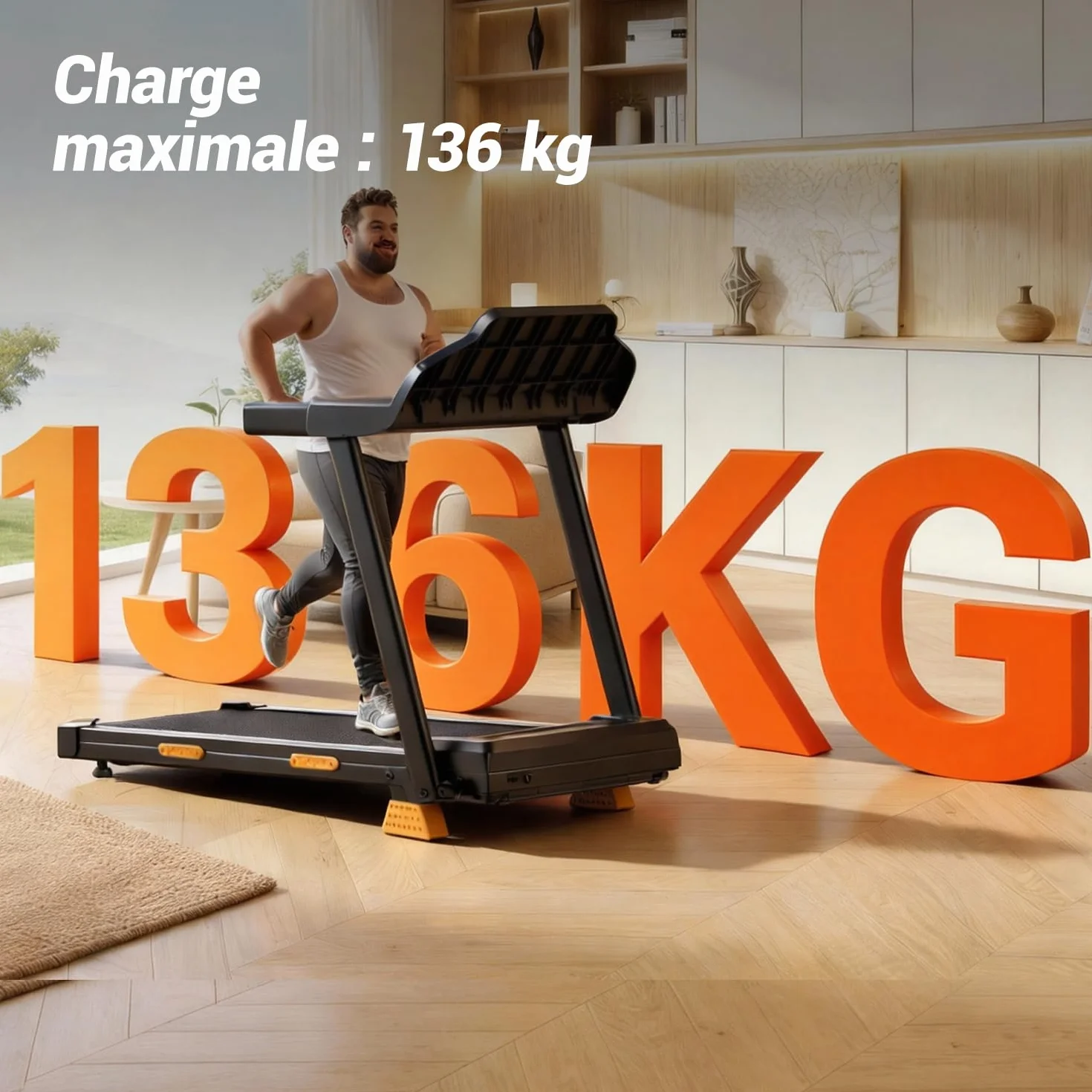 Tapis de Course Pliable UMAY 3.0HP 2200W avec Moniteur de Fréquence Cardiaque