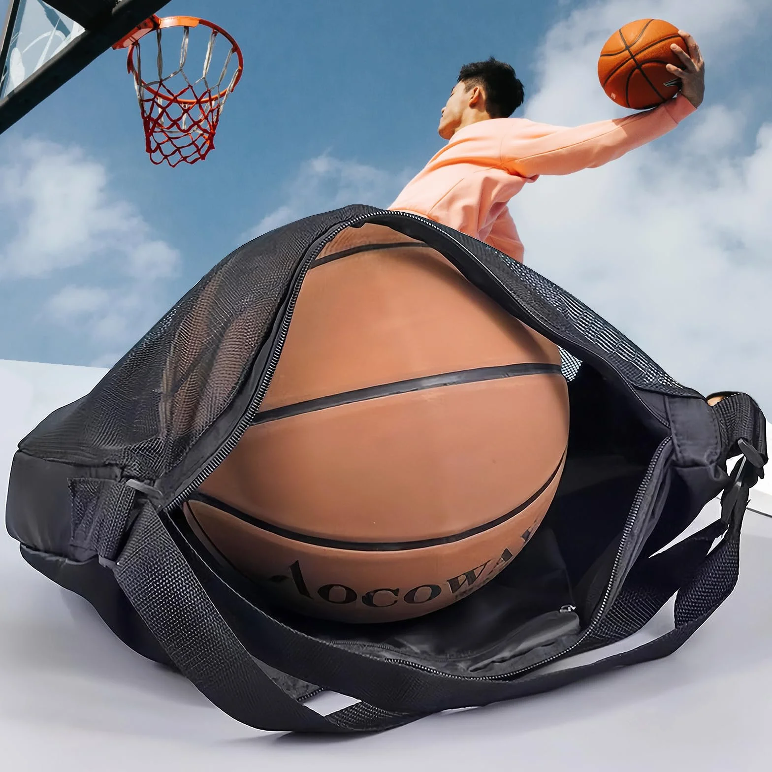Sac à Dos de Basketball Grand Capacité Filet Ballon Football Tennis Volleyball Rugby
