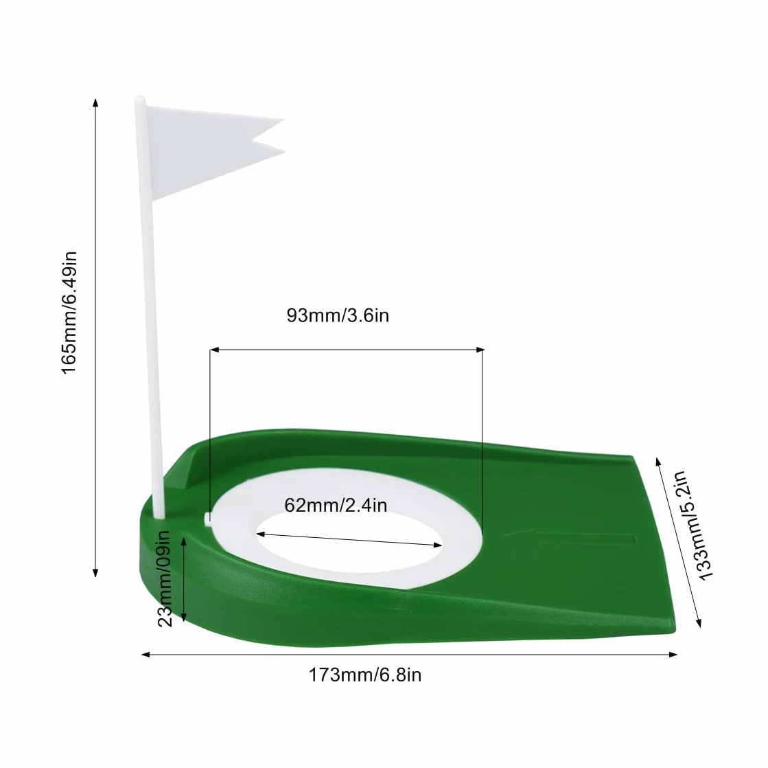 Lot de 2 drapeaux d'entraînement pour la tasse de golf - Intérieur ou extérieur