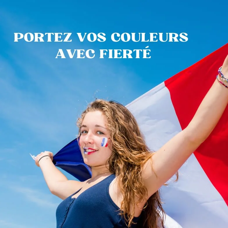 Kit Supporters Français Drapeau Cape & Stick de Maquillage Bleu-Blanc-Rouge France