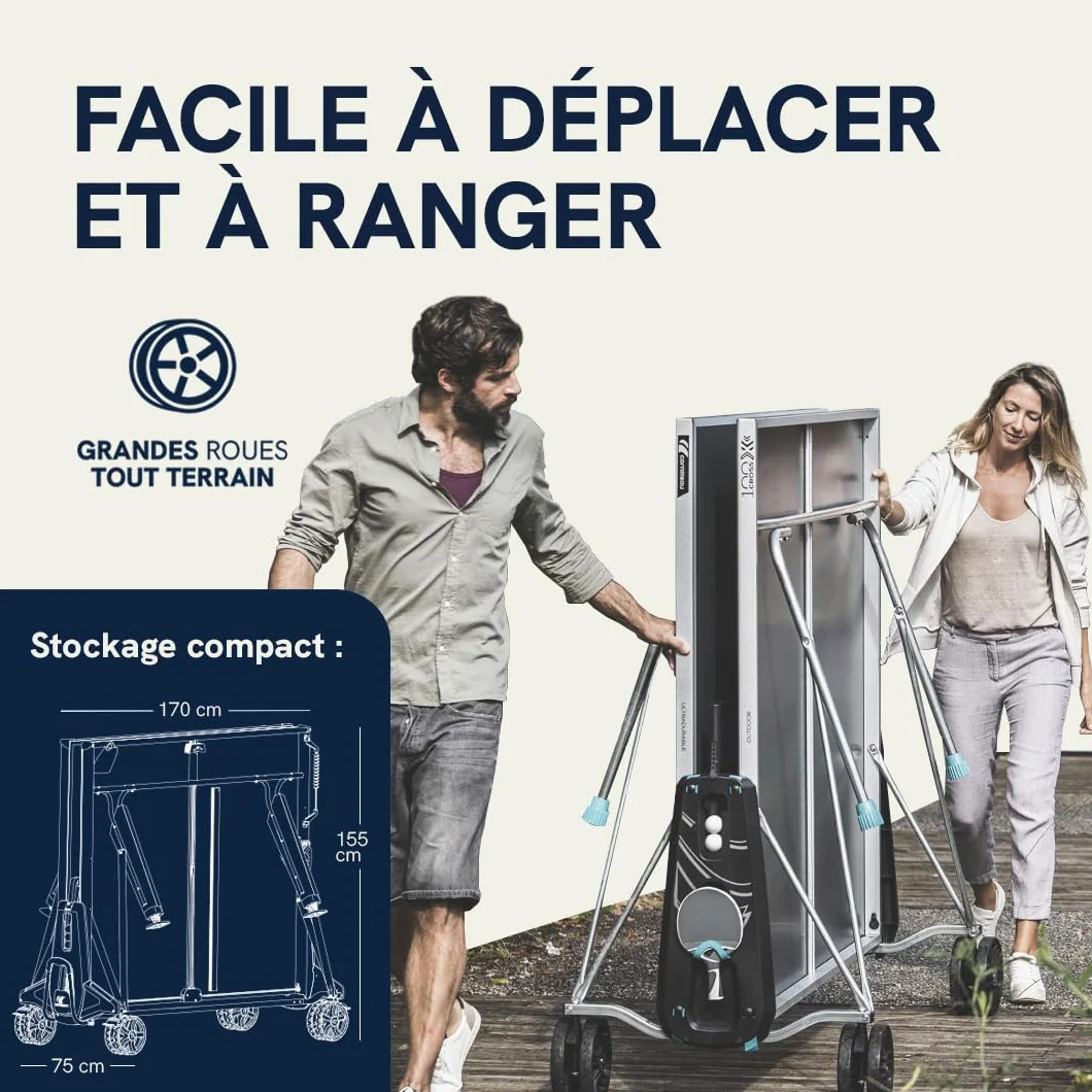 Cornilleau Table de ping-Pong d'extérieur 100X Outdoor Bleu Gris